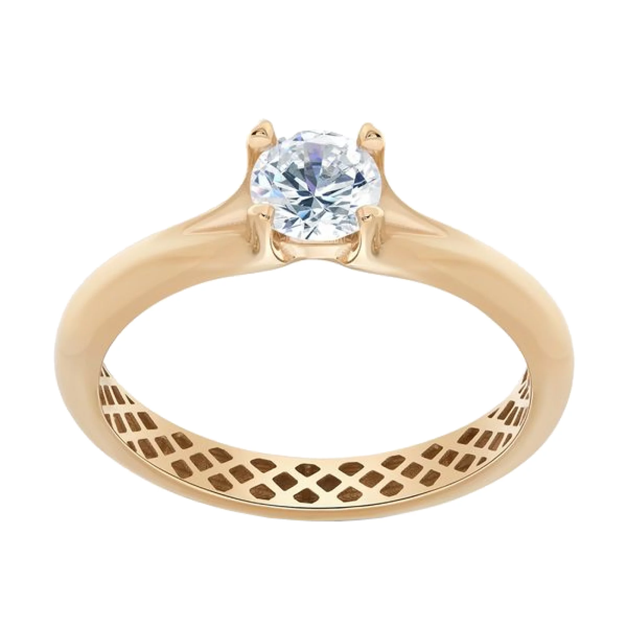 Золотое кольцо с фианитом - 482943 – изображение 2