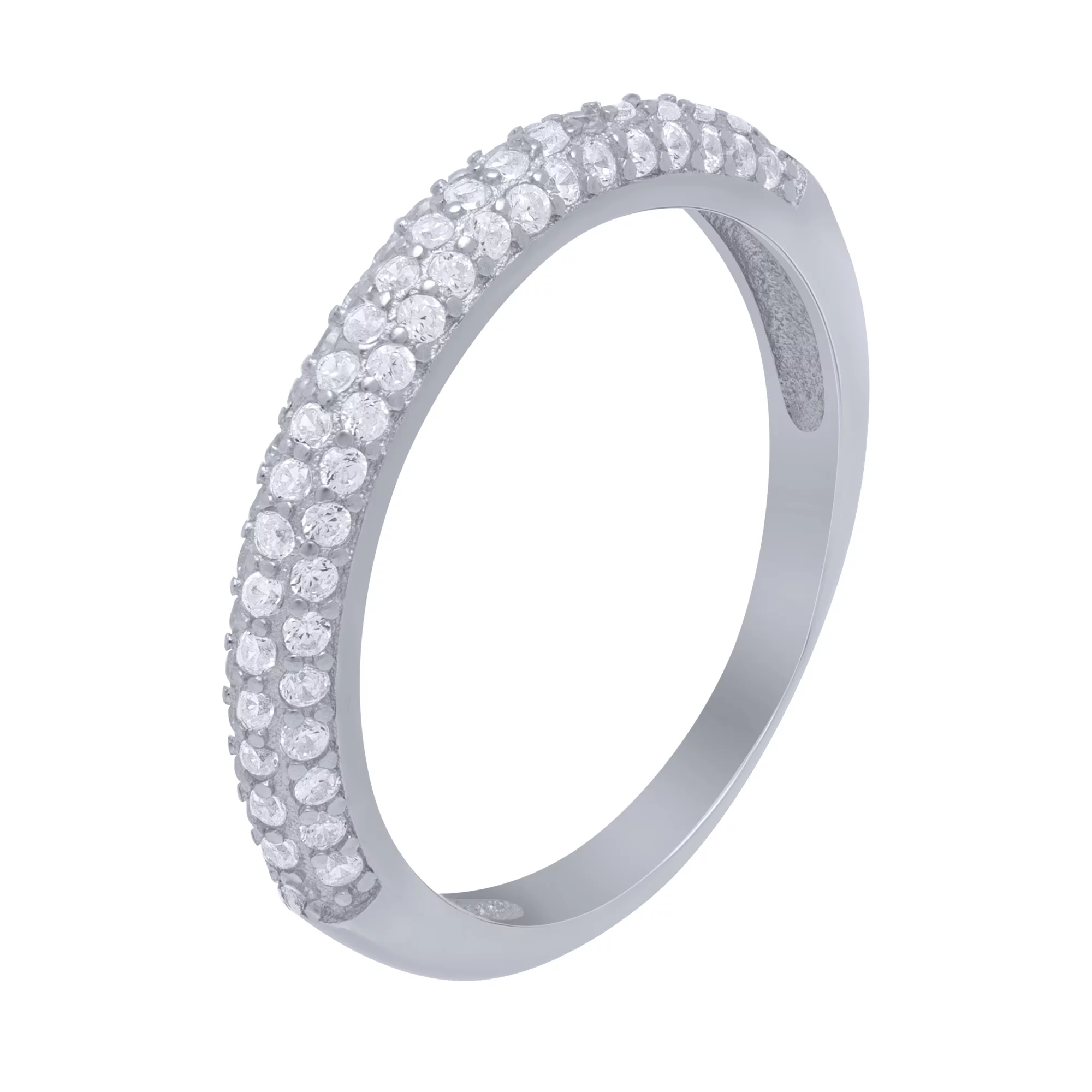 Серебряное кольцо с россыпью фианитов - 1701659 – изображение 1