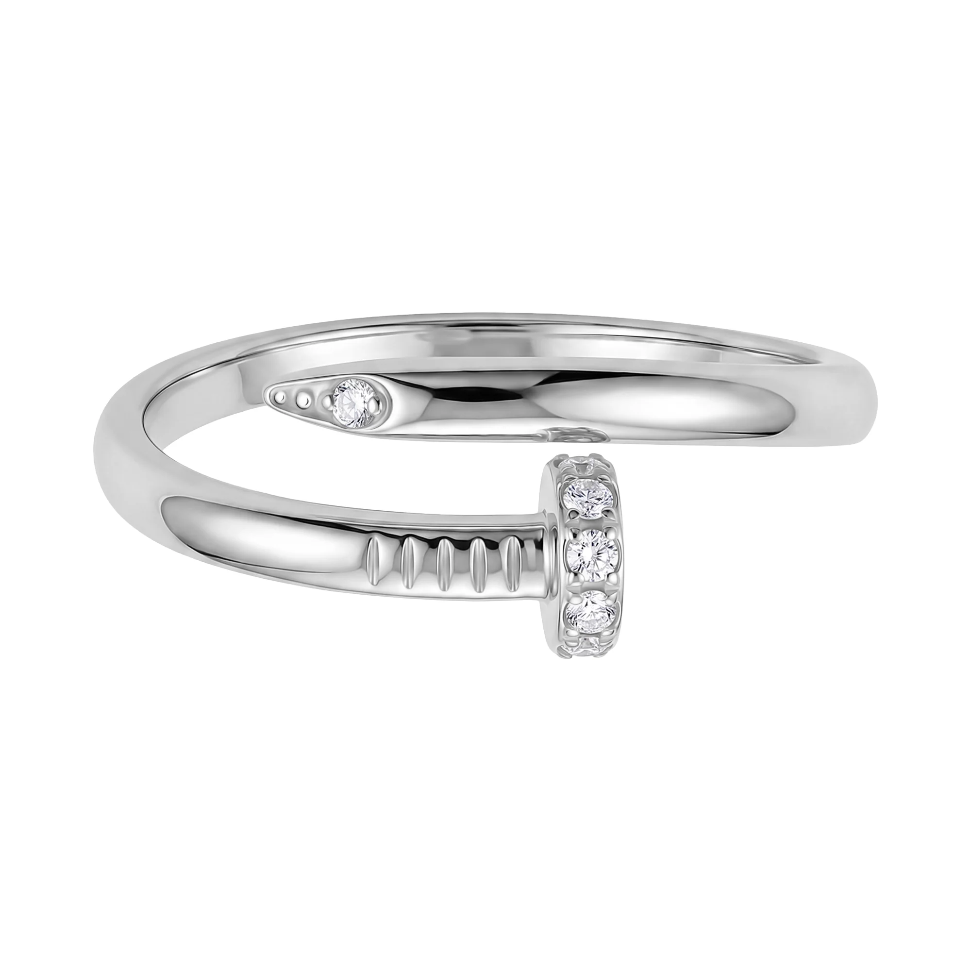 Кольцо из серебра "Гвоздь" с фианитами - 1534995 - 3