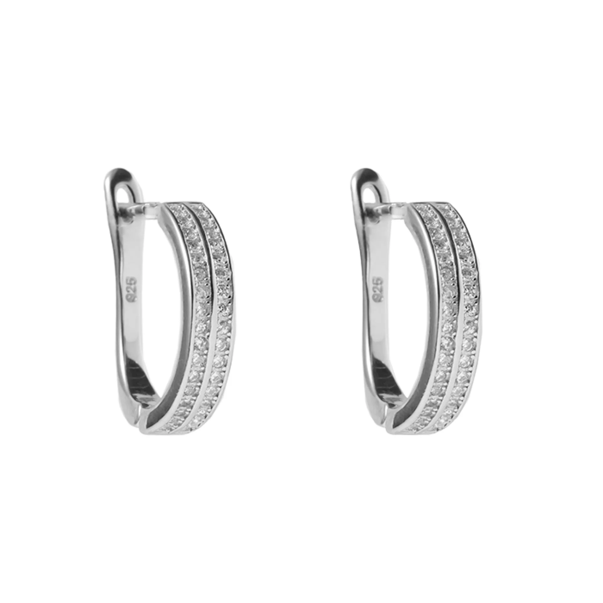 Сережки серебряные с циркониями - 375436 – изображение 1