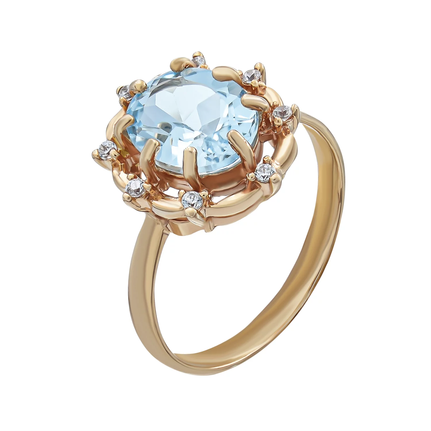 Золотое кольцо с топазом и фианитами. Артикул 1190445101: цена, отзывы, фото – купить в интернет-магазине AURUM