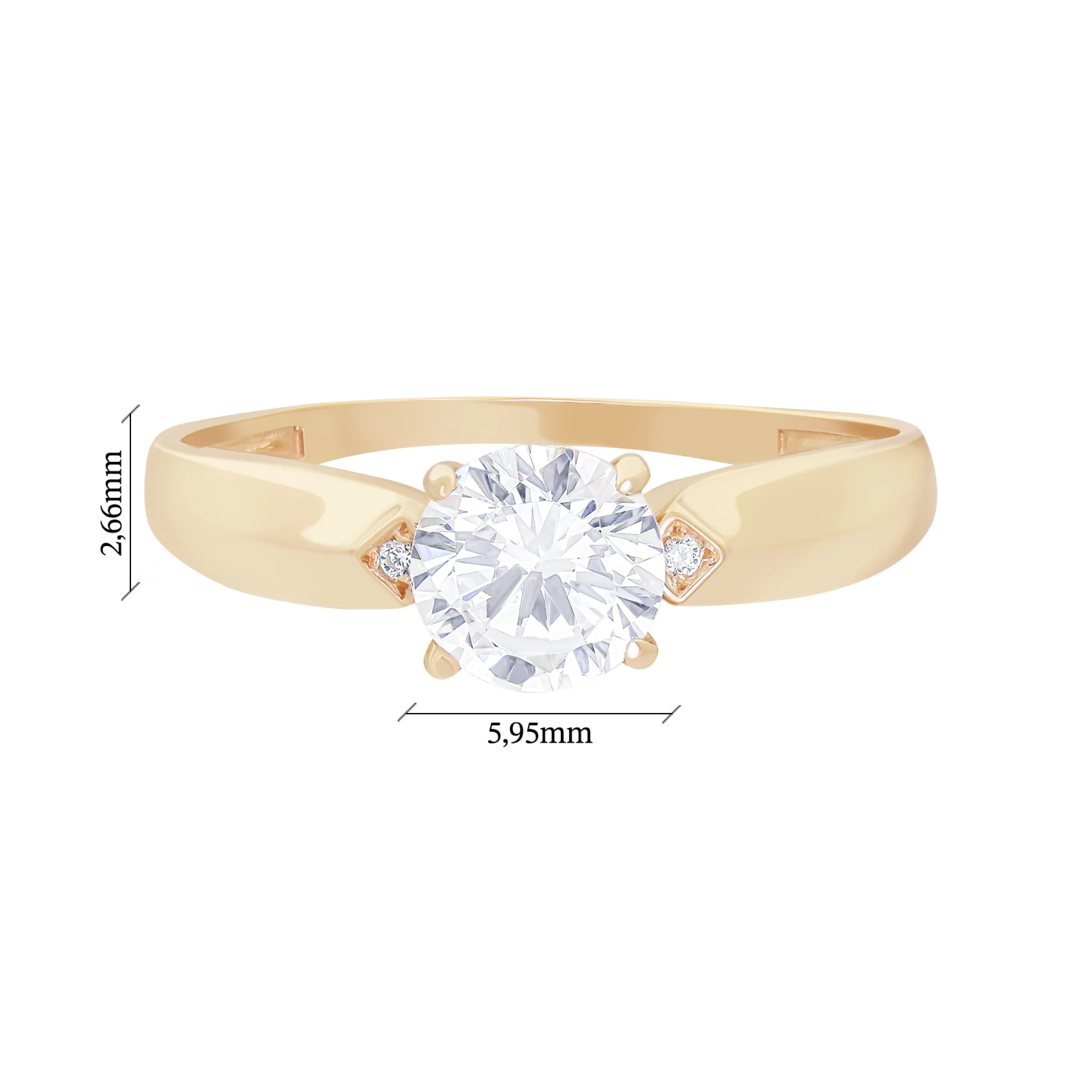 Помолвочное золотое кольцо с фианитами - 1627339 – изображение 2