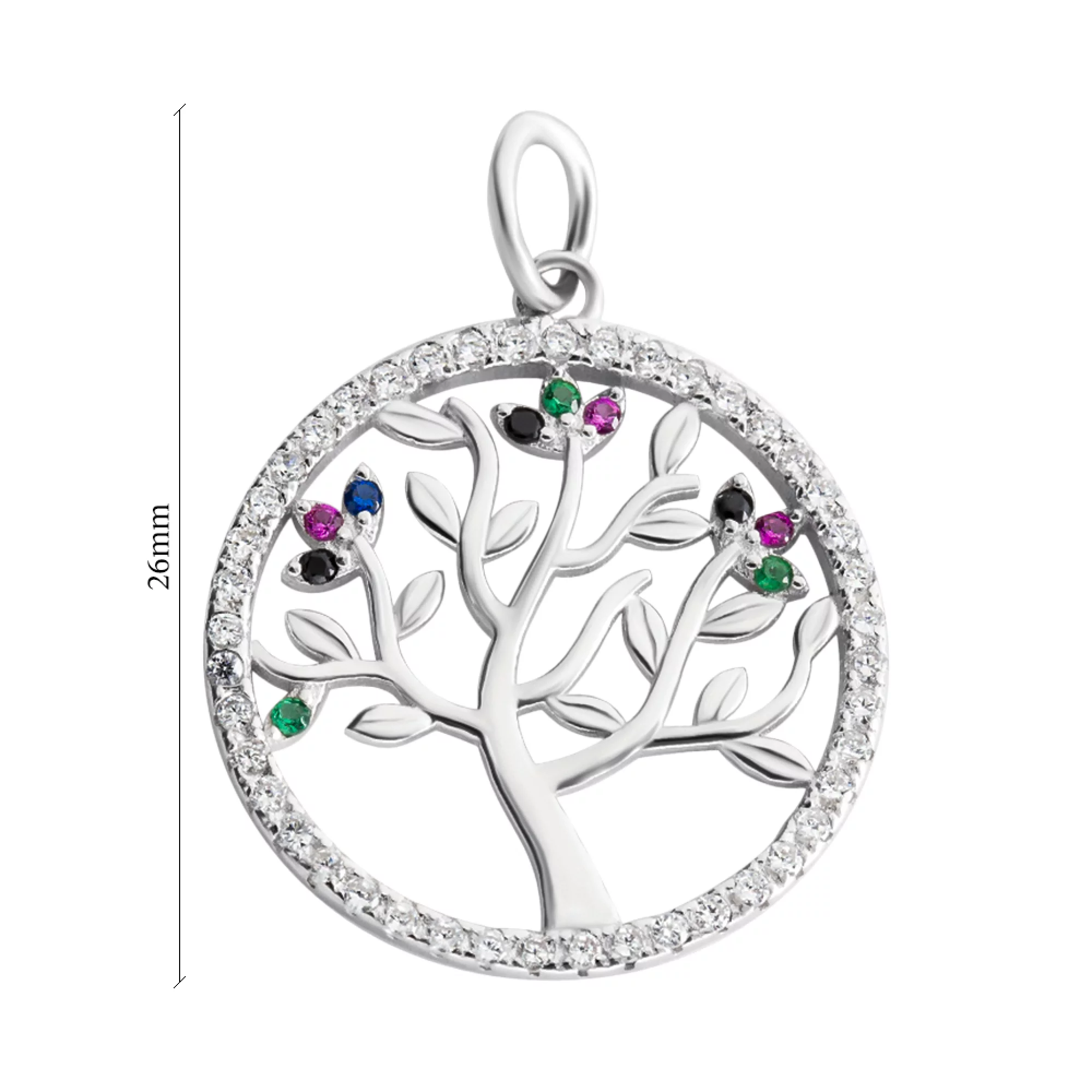 Підвіска срібна "Дерево" з кольоровими фіанітами - 421583 – зображення 2