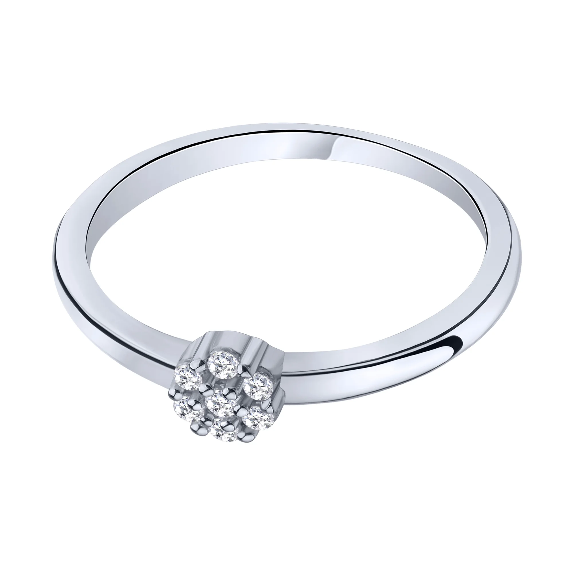 Серебряное кольцо "Цветок" с фианитами  - 2220737 - 2