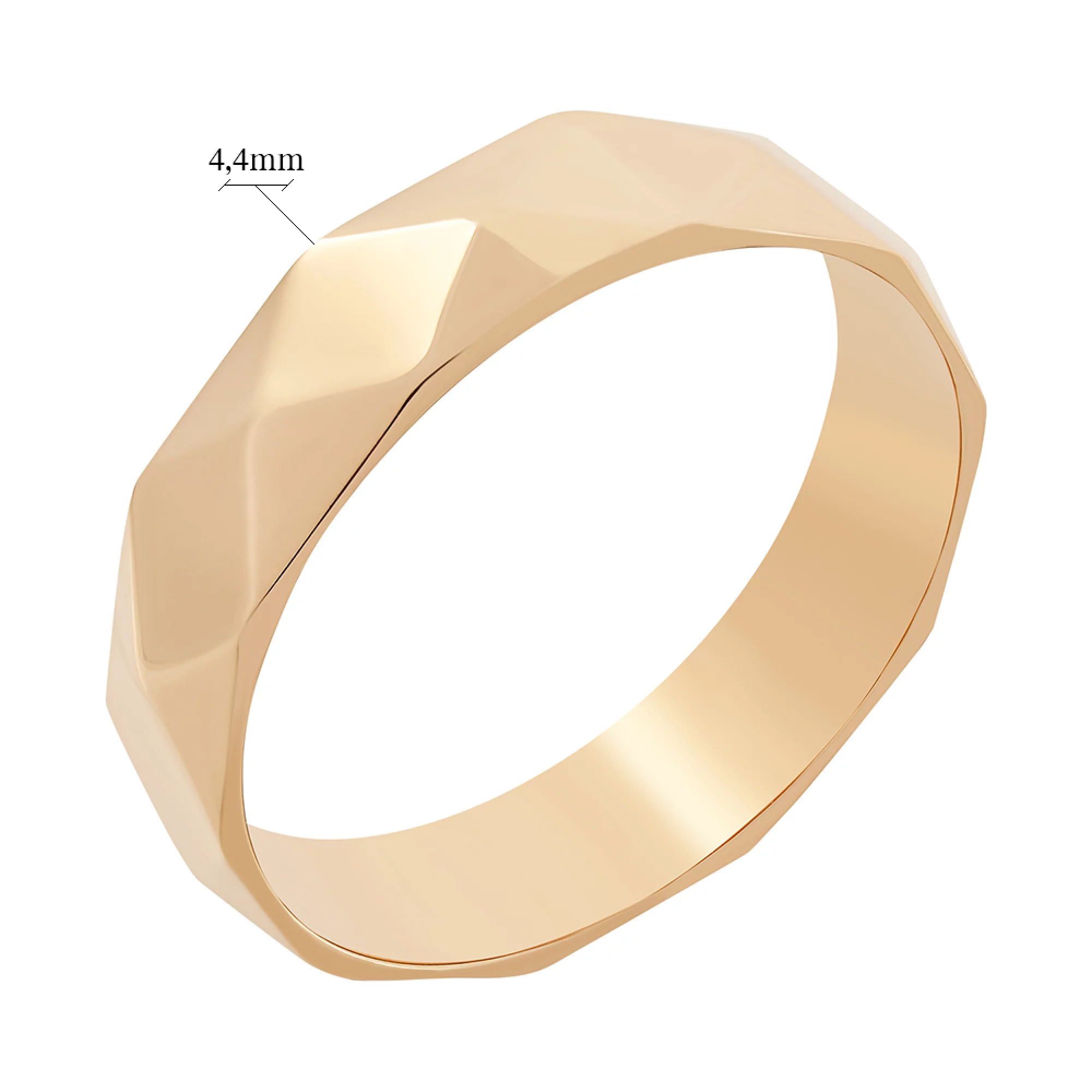 Золотое обручальное кольцо американка с гранями - 1511223 – изображение 5