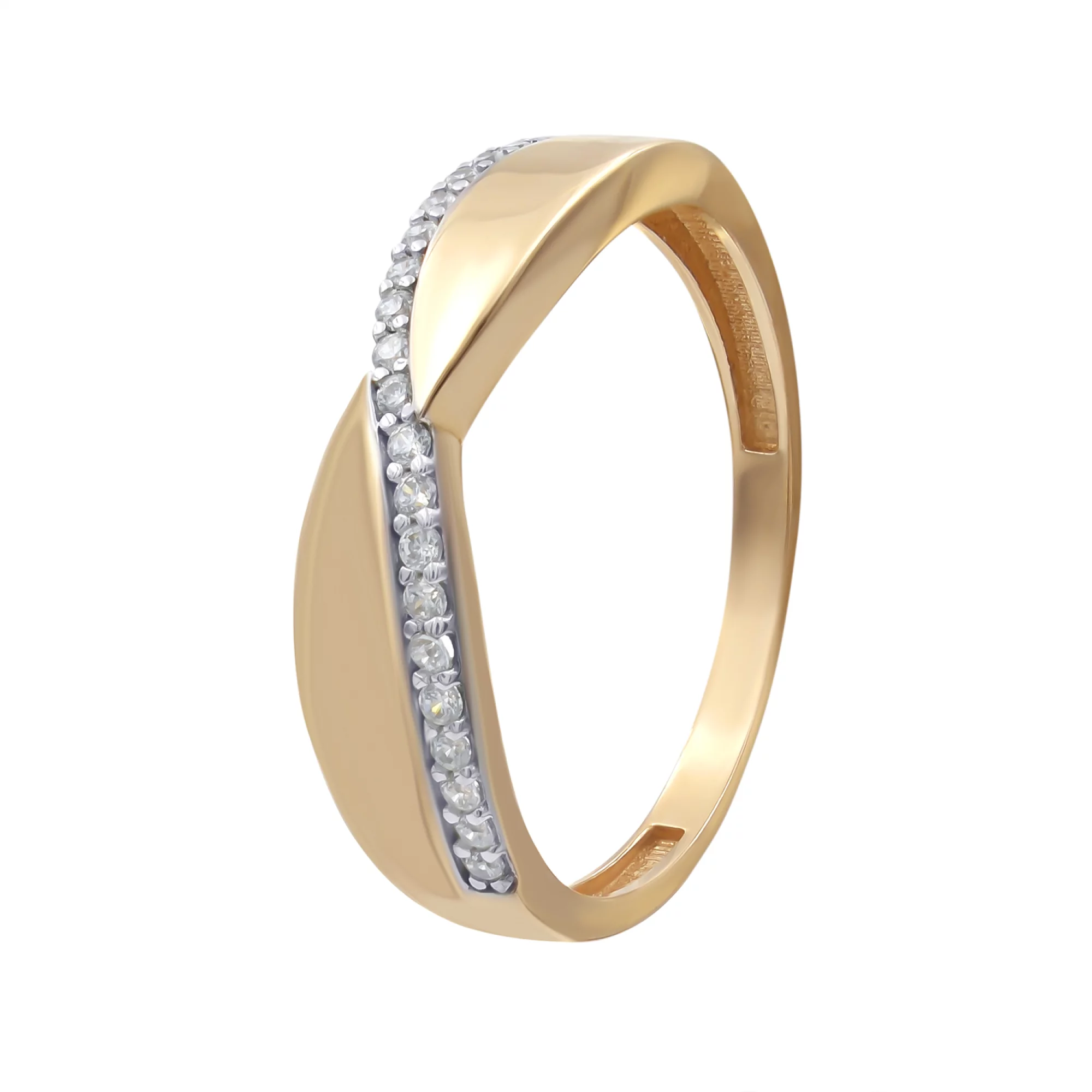 Золотое кольцо с фианитом - 521636 – изображение 2