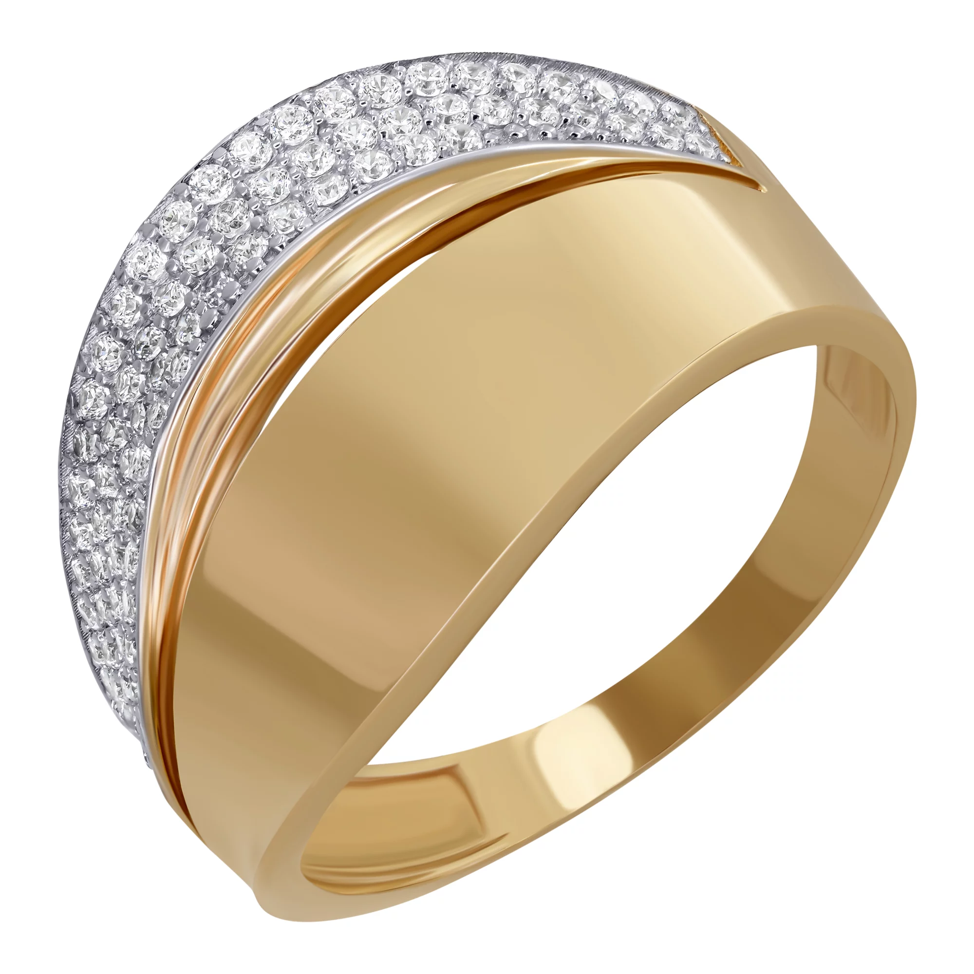 Кольцо из красного золота с фианитом - 860429 – изображение 1