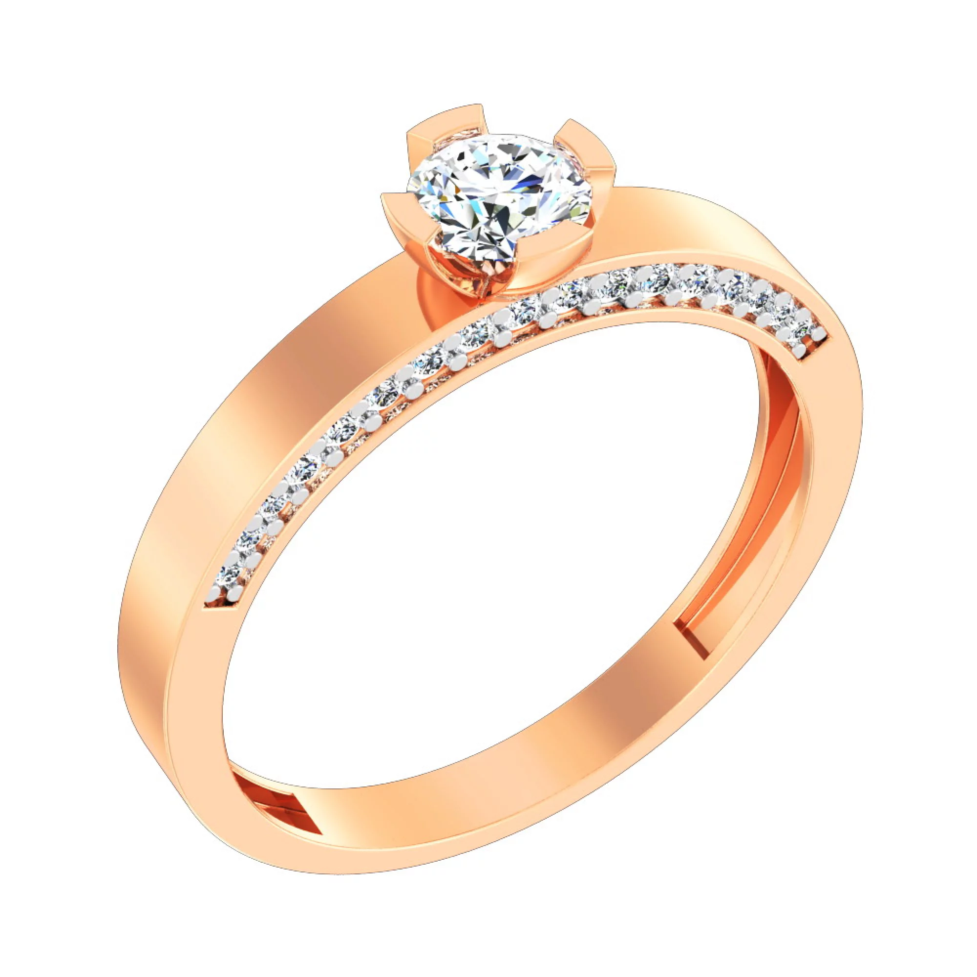 Золотое кольцо с фианитом - 585435 – изображение 1