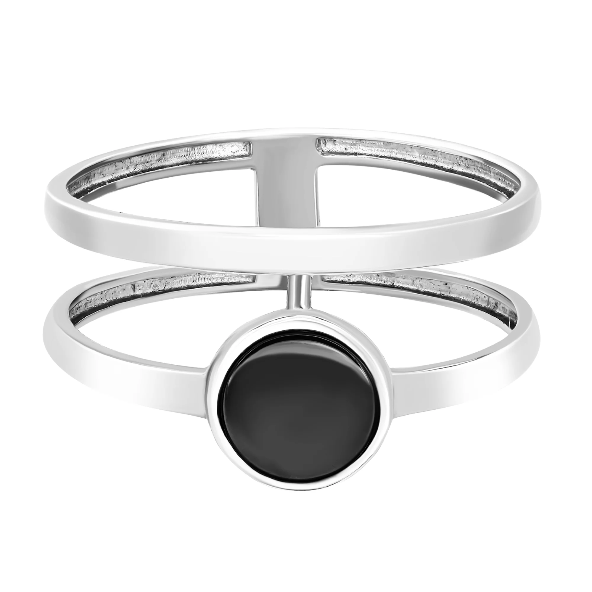 Двойное серебряное кольцо с агатом - 1593729 – изображение 2