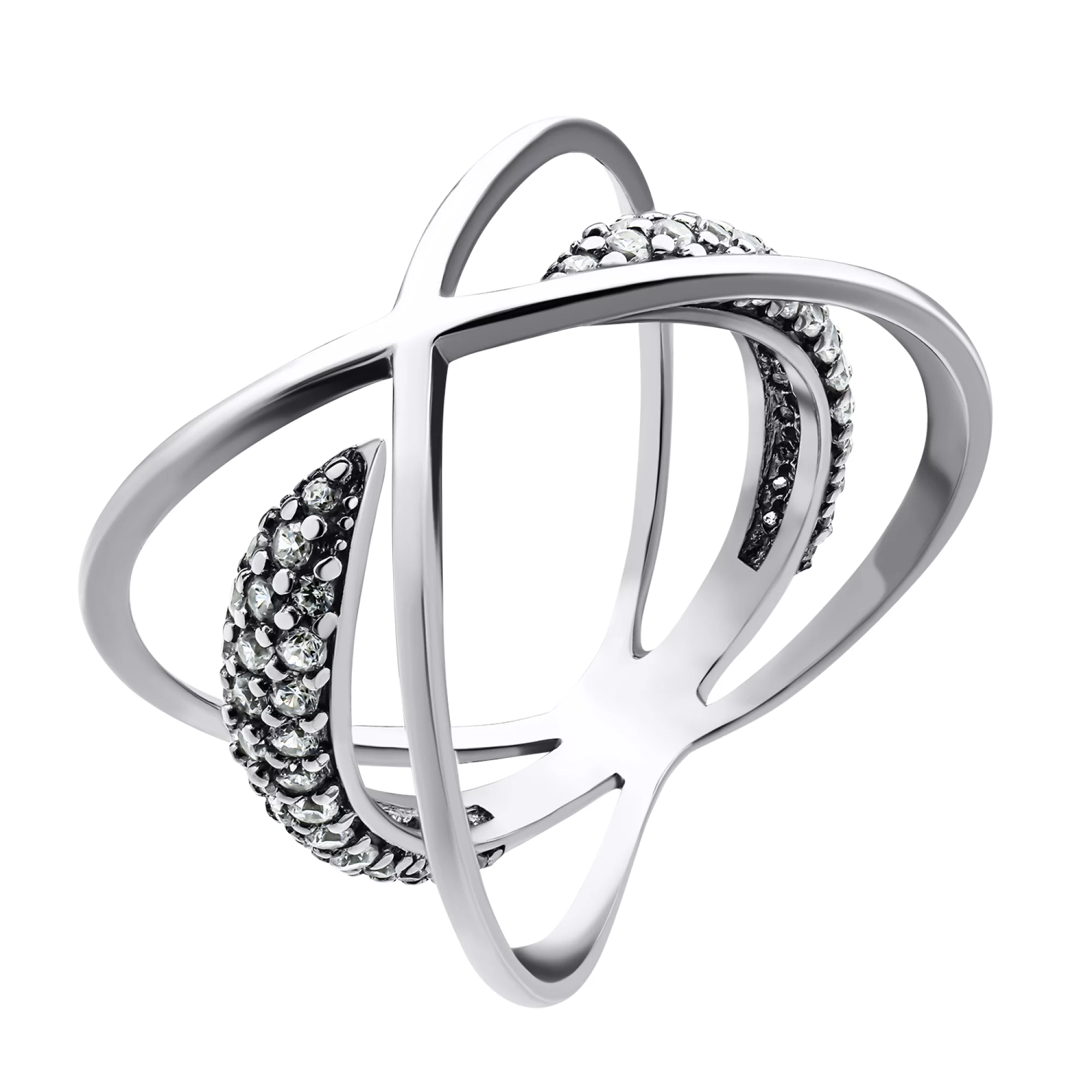 Широкое серебряное кольцо "Космос" с фианитами - 1549891 – изображение 1