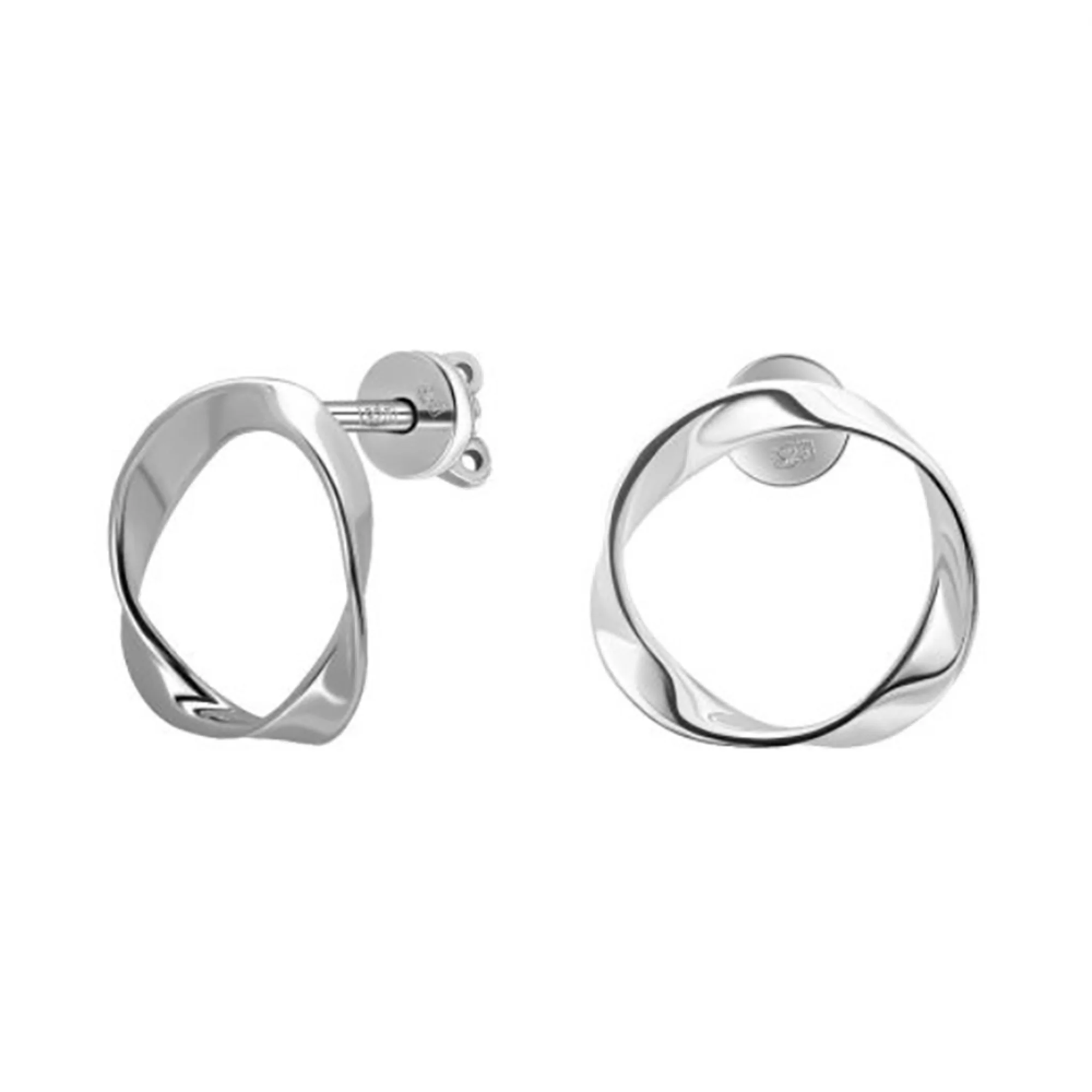 Серебряные серьги-гвоздики в виде круга - 961408 - 1