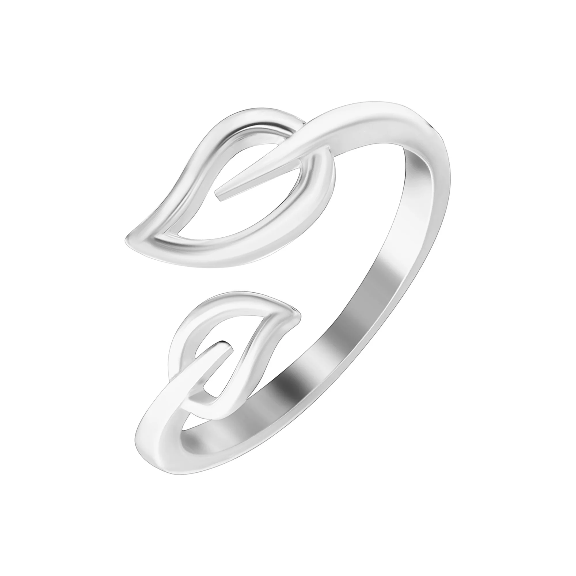 Незамкнутое кольцо из серебра "Листочки" с родированием - 1535997 – изображение 1