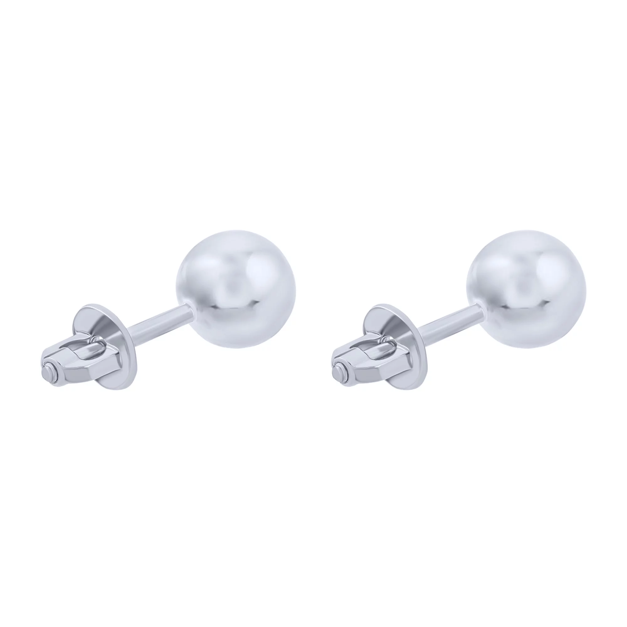 Сережки-гвоздики срібні "Куля" - 1606793 – зображення 2