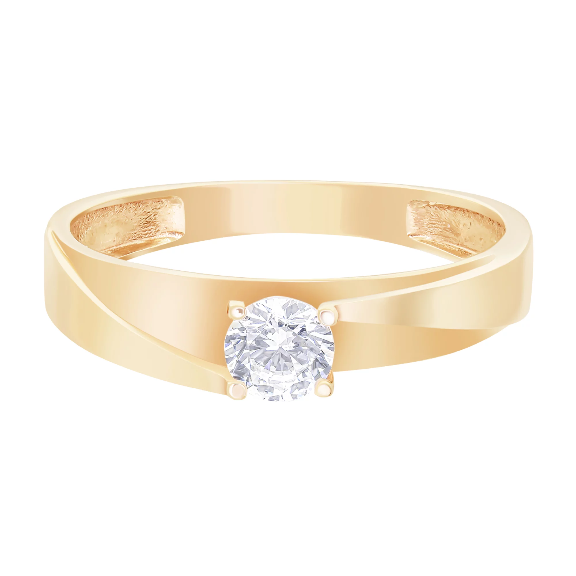 Золотое кольцо с фианитом - 1629309 – изображение 2
