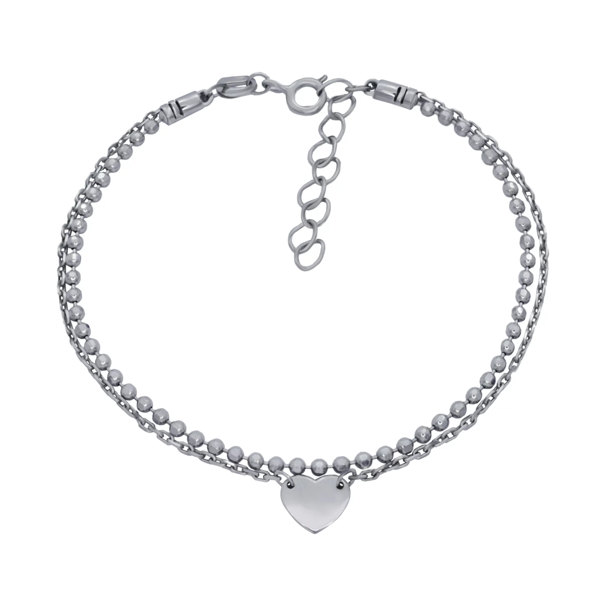 Срібний браслет "Серце" в комбінованому плетінні - 902837 – зображення 1