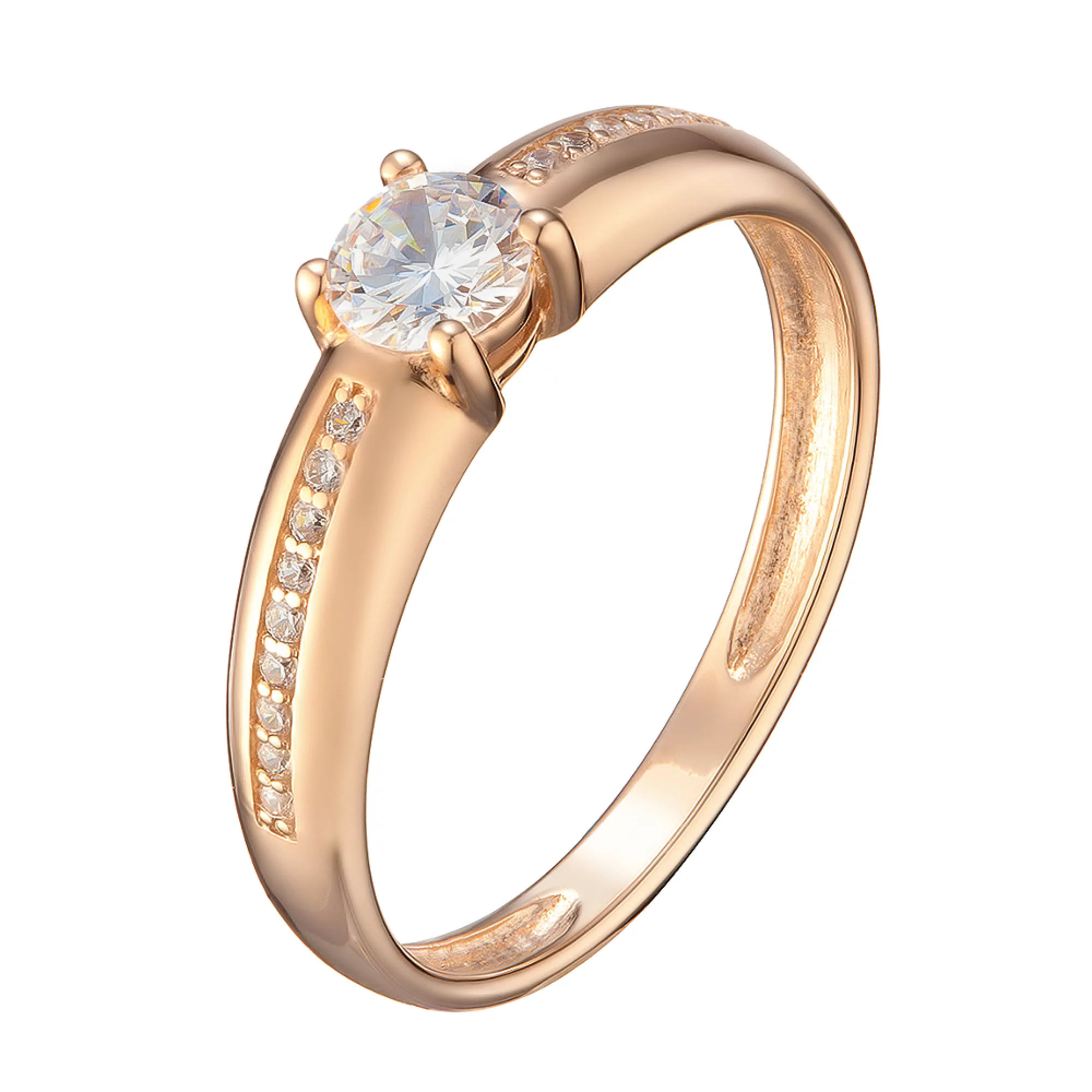 Золотое кольцо с фианитом - 521618 – изображение 1