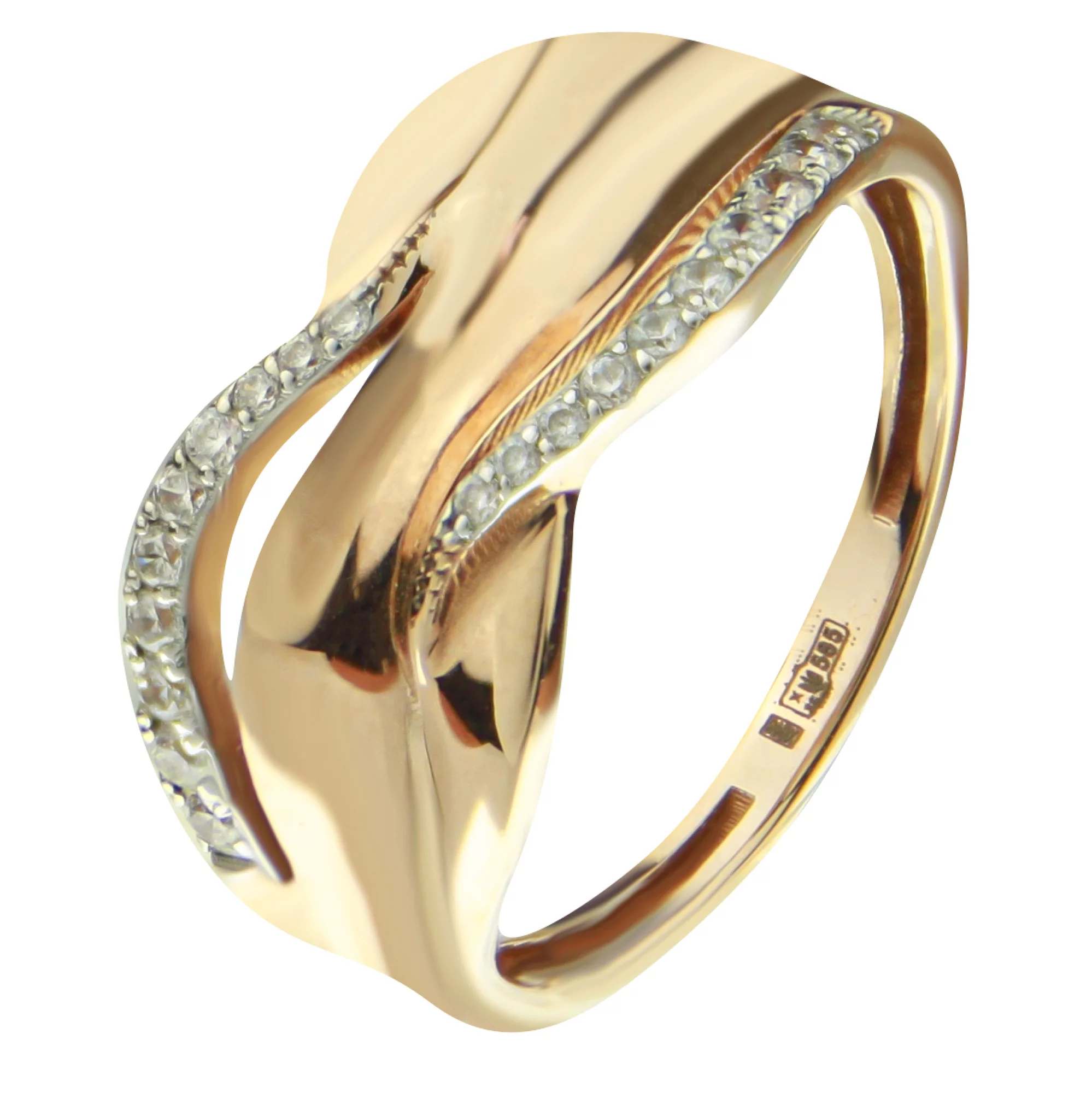 Золотое кольцо с фианитами - 482912 – изображение 1