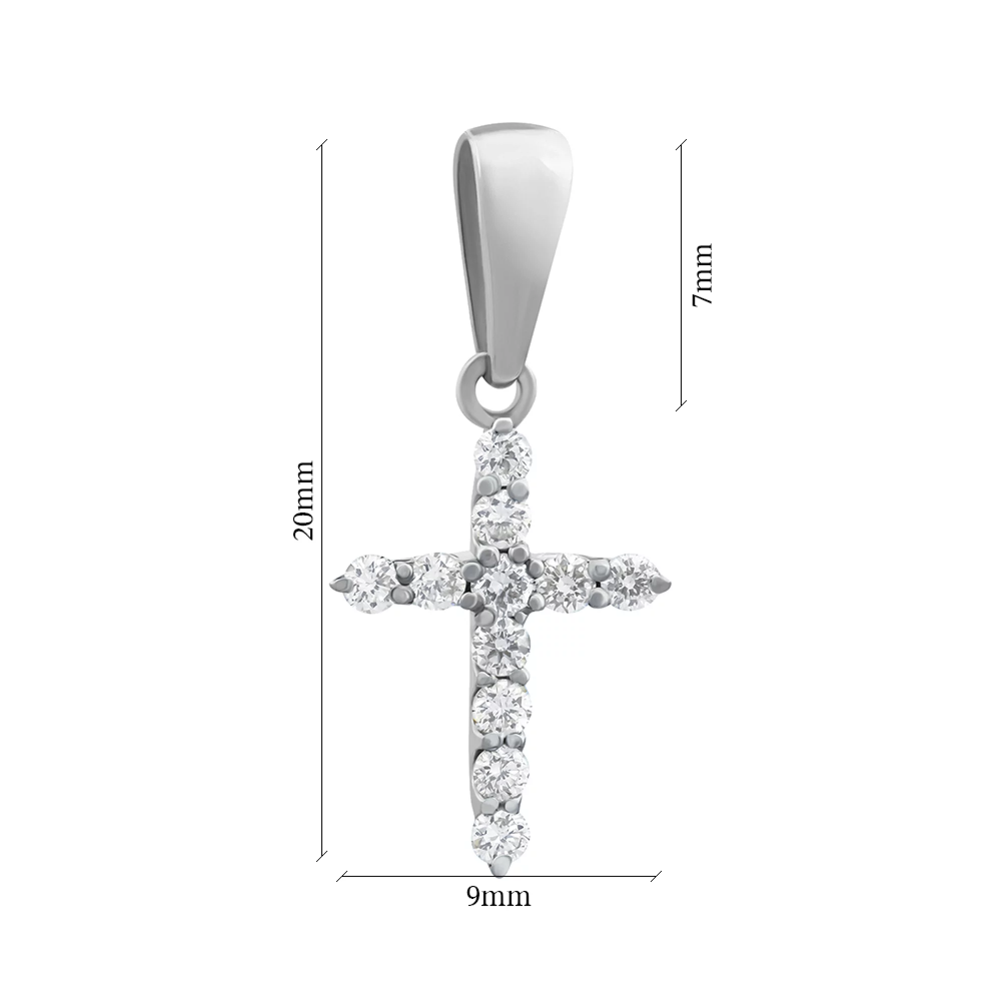 Крестик из белого золота с бриллиантами - 776090 – изображение 2