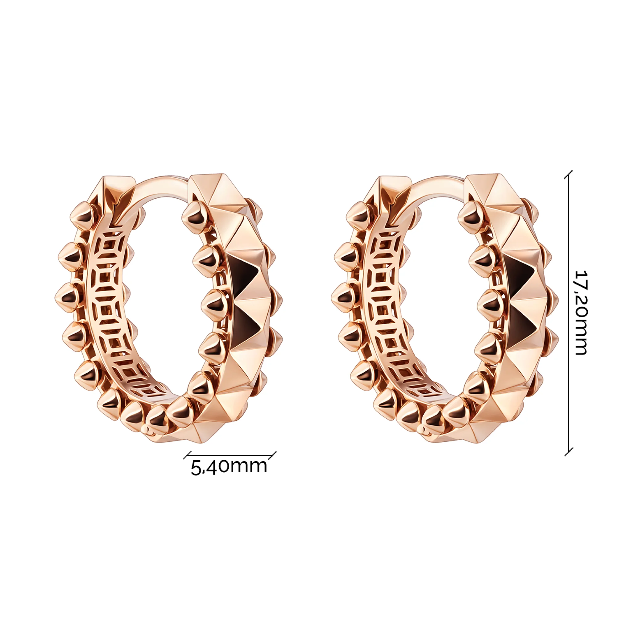 Сережки-кільця із червоного золота - 2133663 - 4