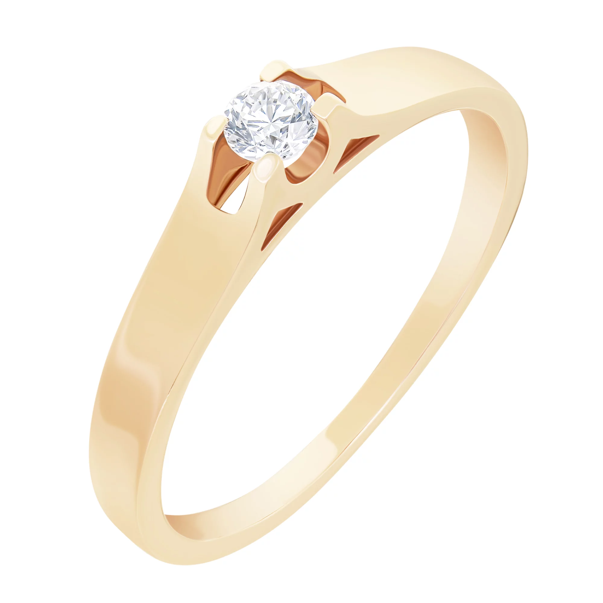 Кольцо для помолвки из красного золота с бриллиантом - 1731825 – изображение 1