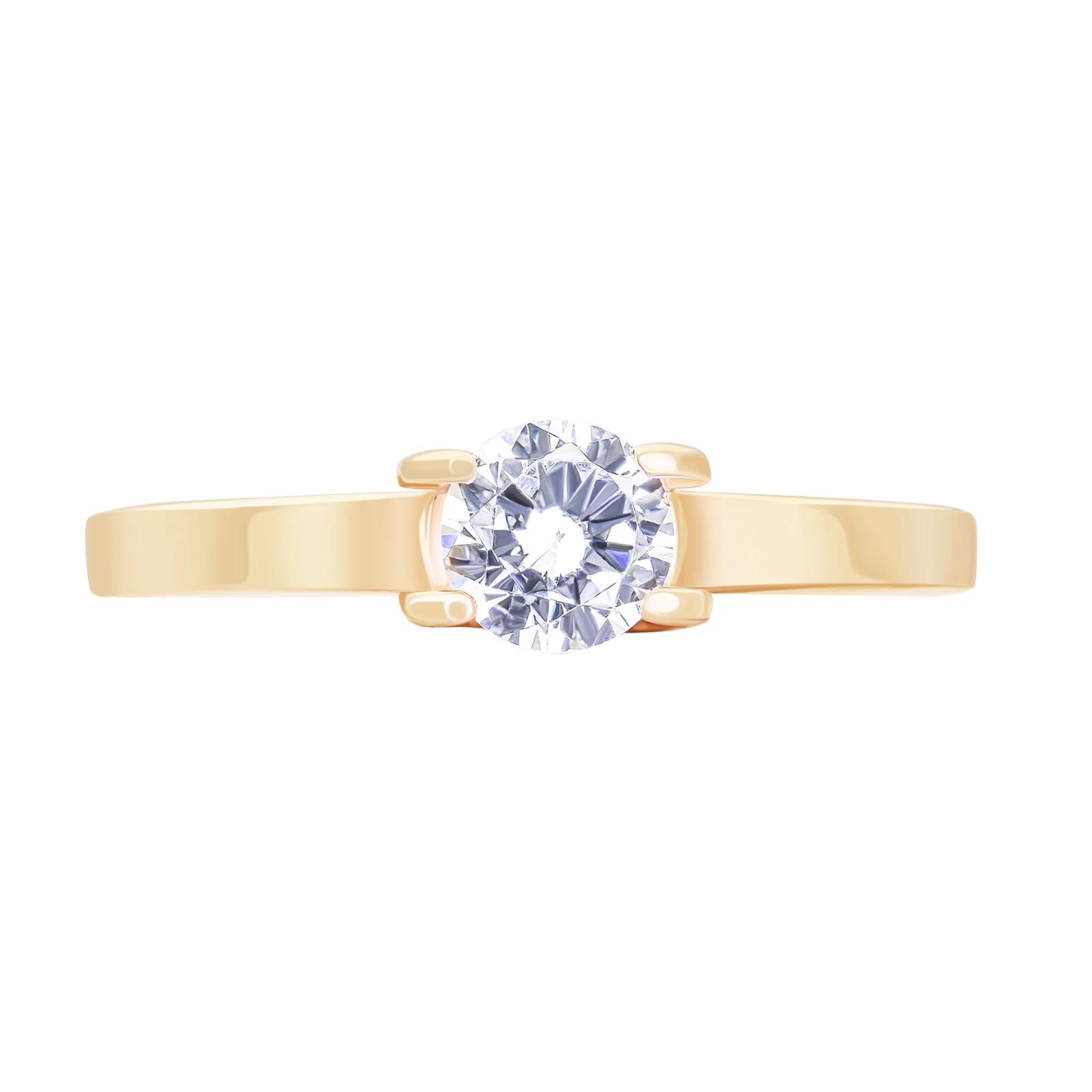 Классическое помолвочное кольцо из красного золота с фианитом - 1538995 – изображение 4