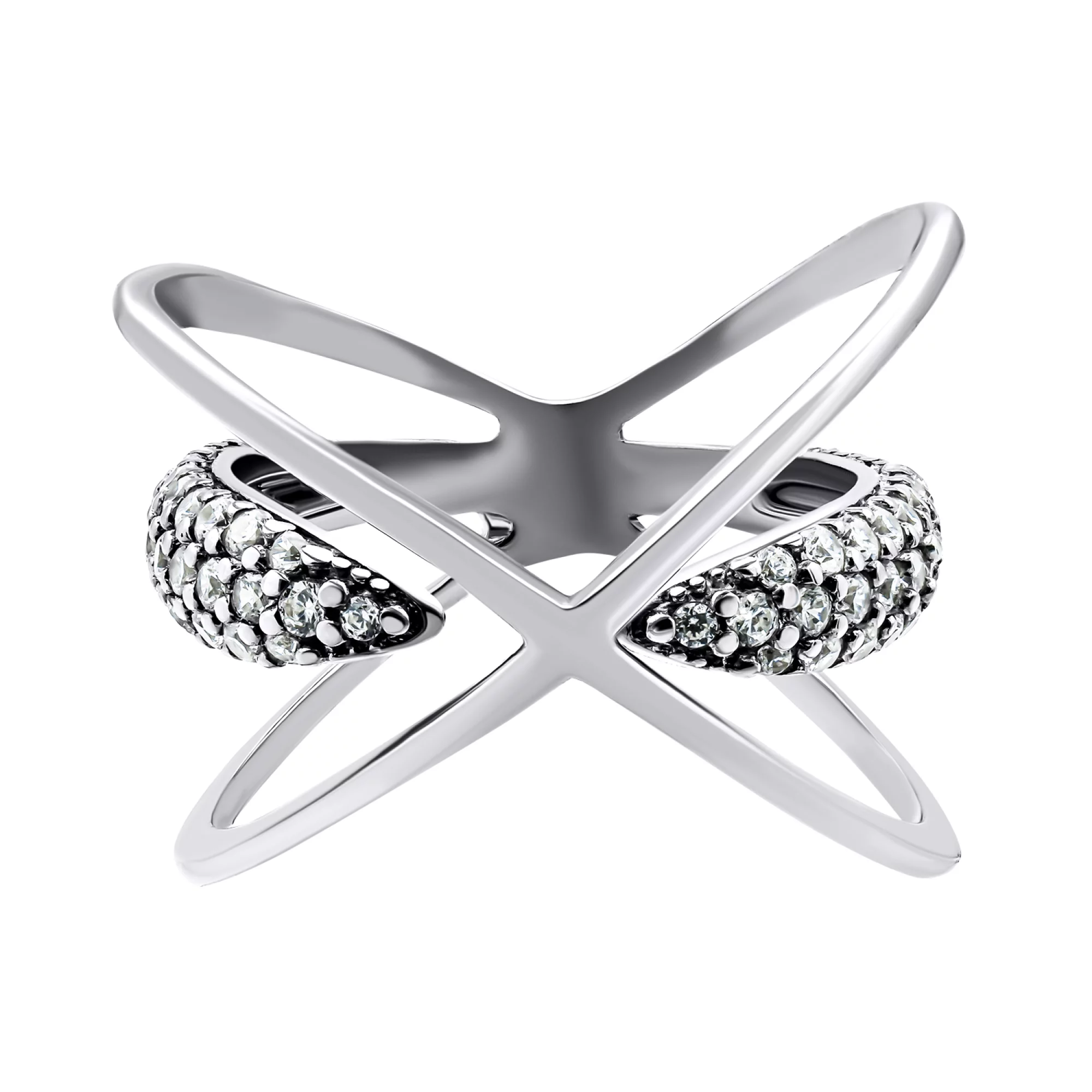 Широкое серебряное кольцо "Космос" с фианитами - 1549891 – изображение 2