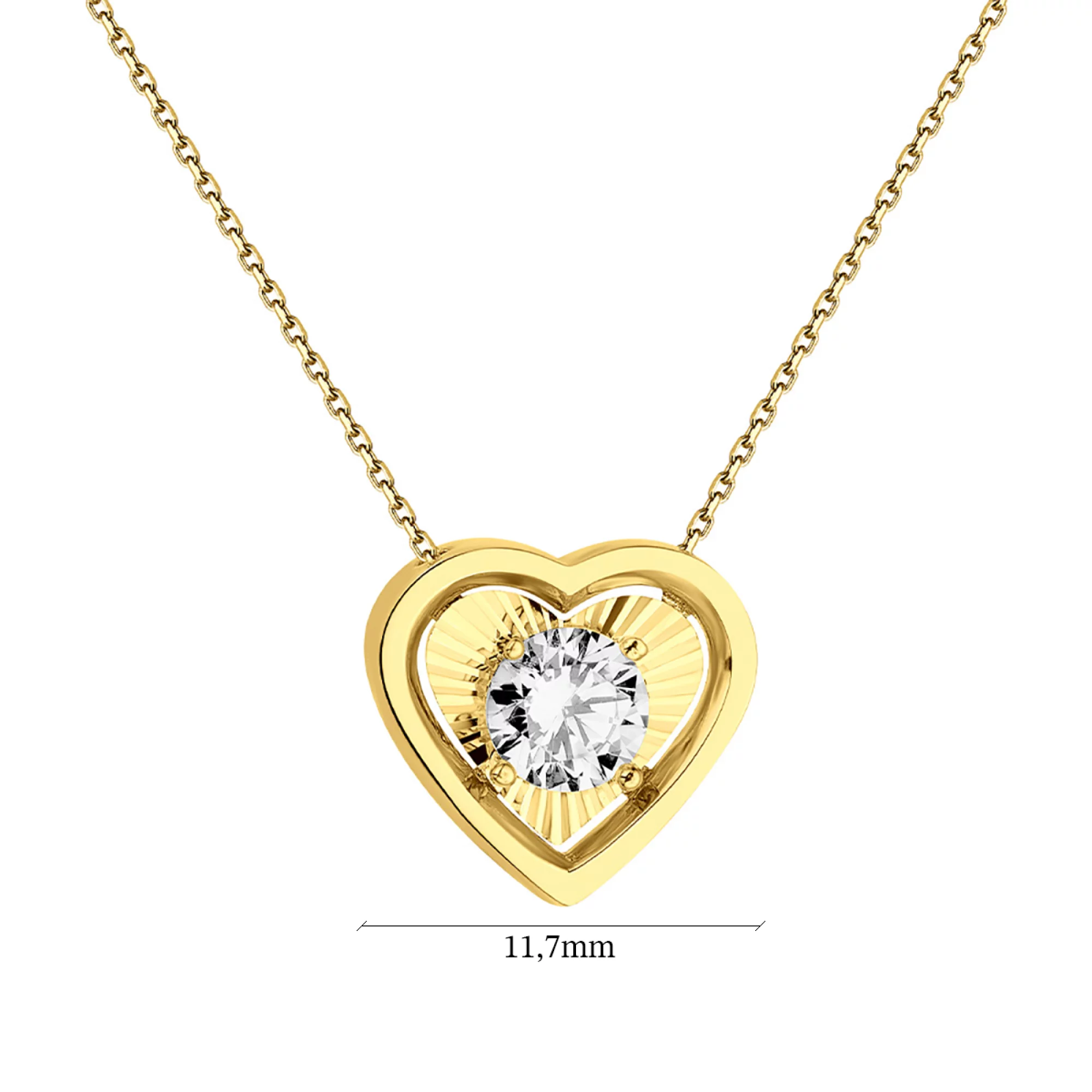 Кольє з лимонного золота з фіанітом "Серце" плетіння якір - 962832 – зображення 3