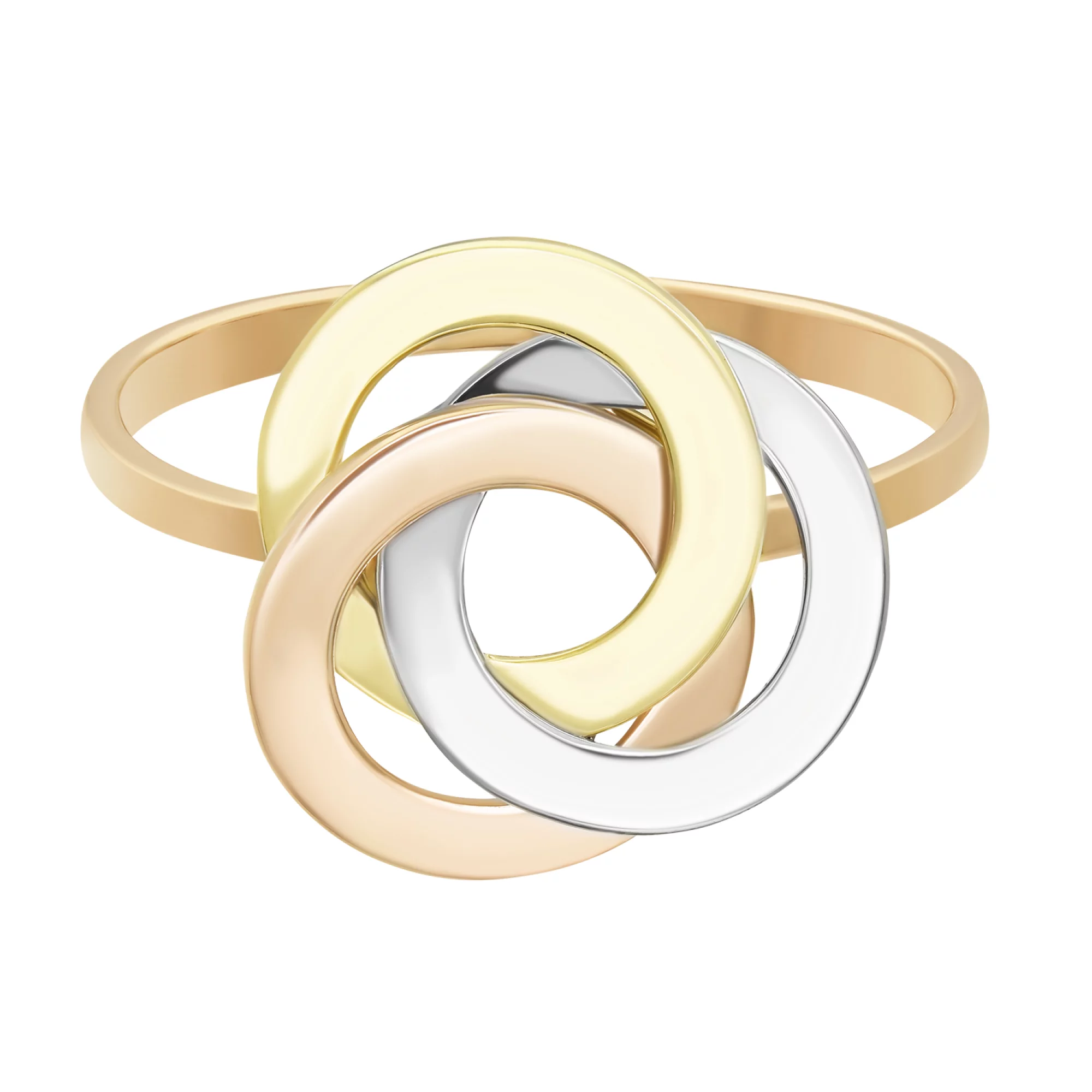 Кольцо в комбинированном золоте "Переплетение" - 1579444 – изображение 2