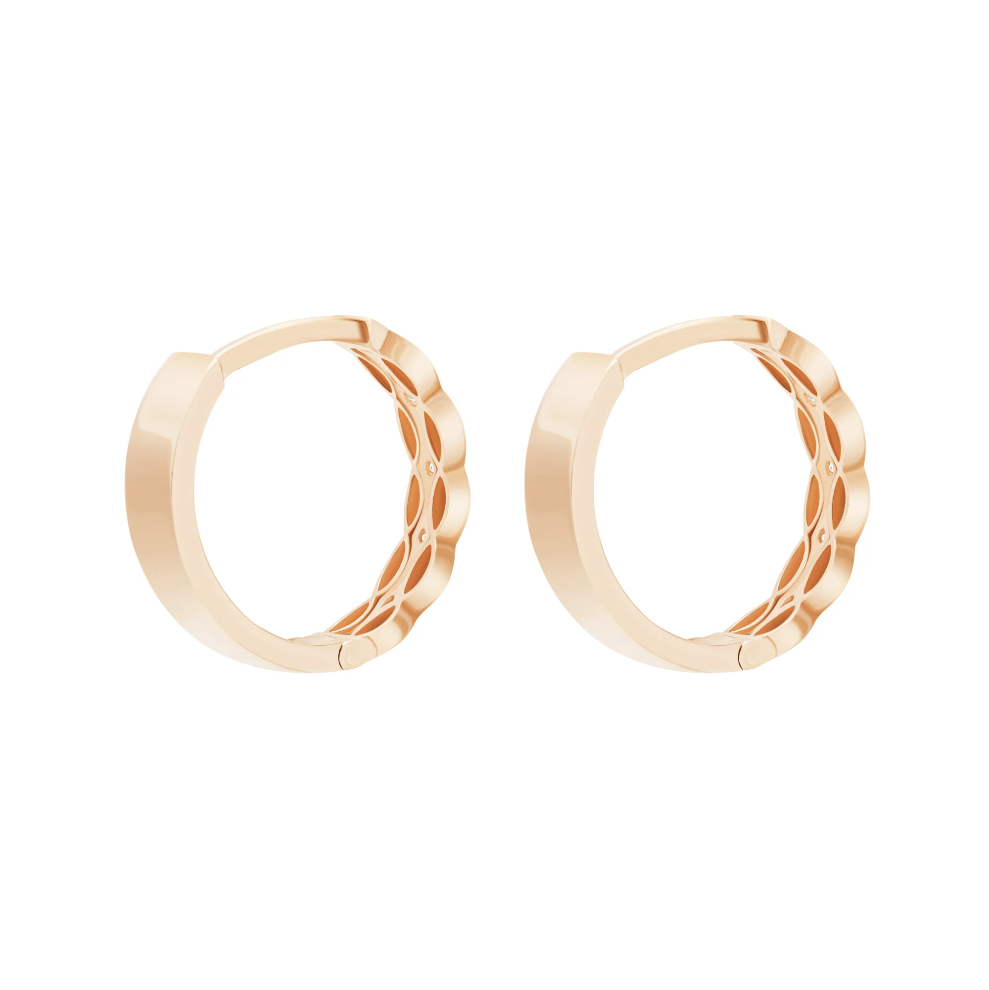 Сережки-кольца из красного золота с фианитами - 1748575 - 4