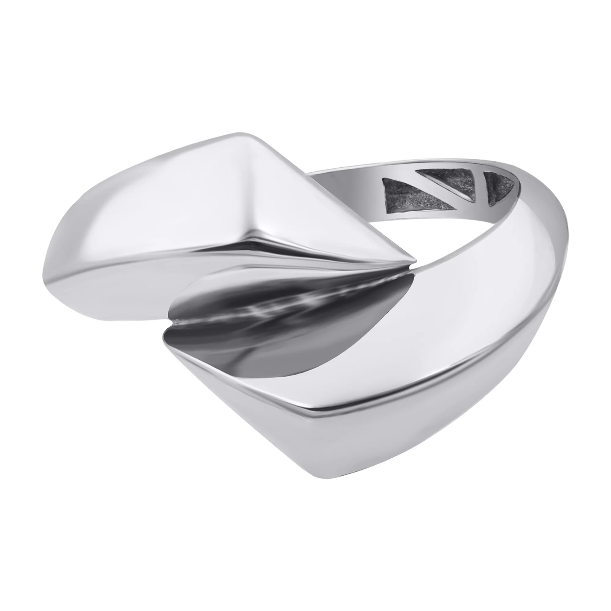 Кольцо серебряное с платиновым покрытием - 878654 – изображение 2