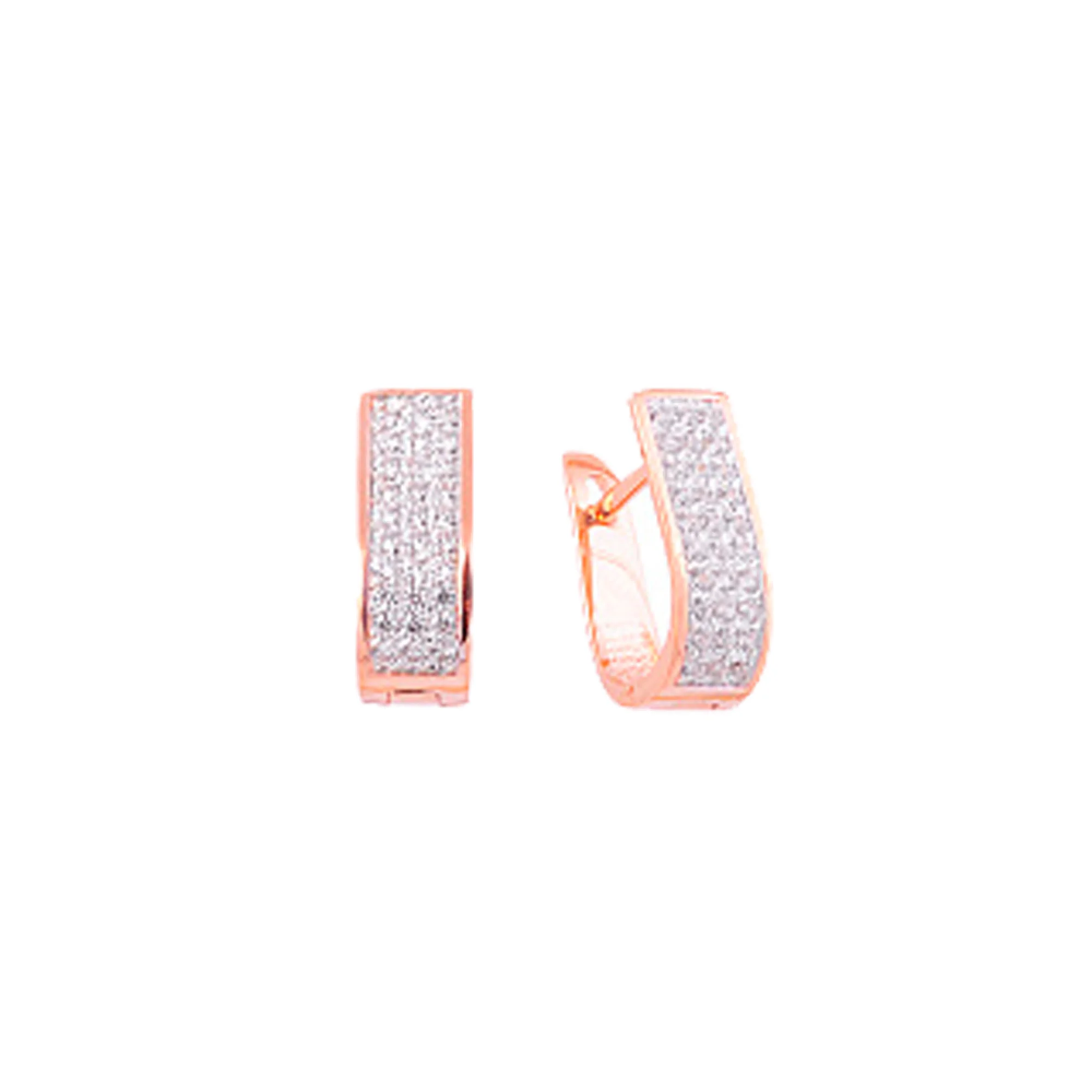 Серьги с фианитами в красном золоте - 375109 - 1
