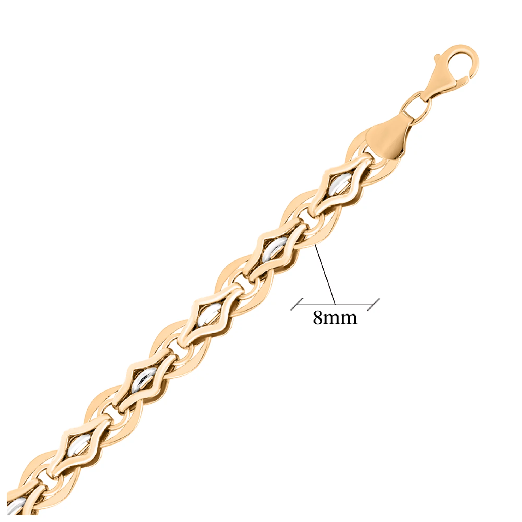 Браслет из комбинированного золота плетение фантазия - 1545400 – изображение 2