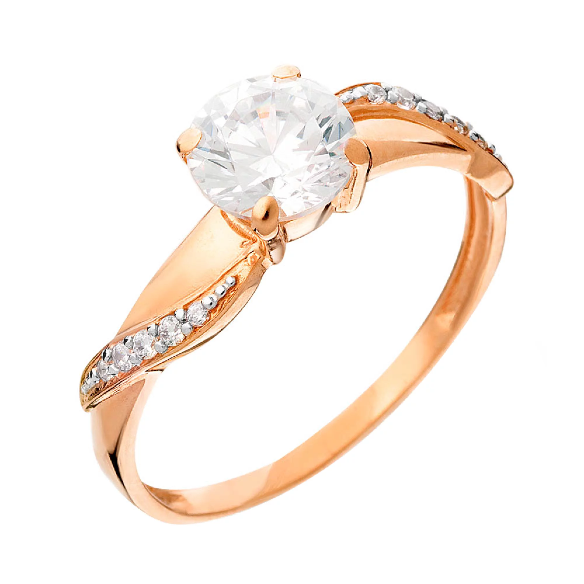 Золотое кольцо с фианитом - 569385 – изображение 1