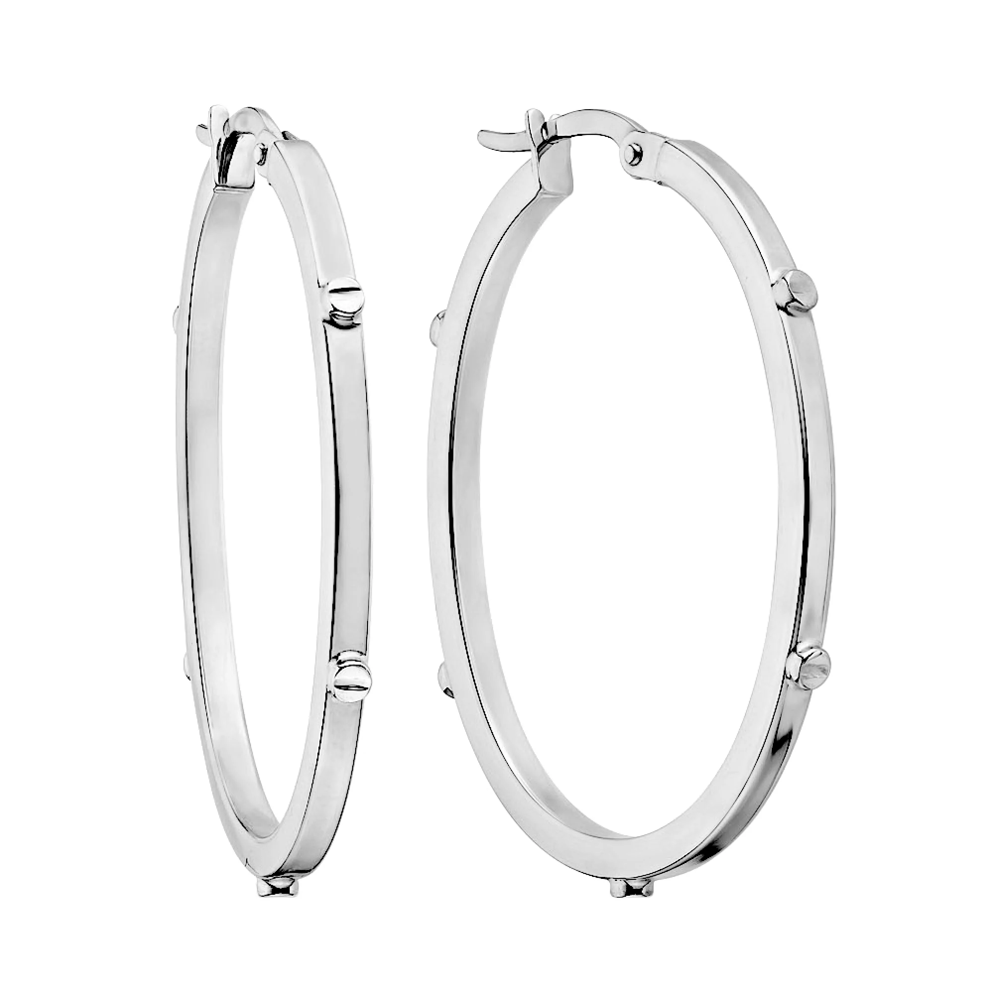 Сережки-кільця з білого золота - 972054 - 1