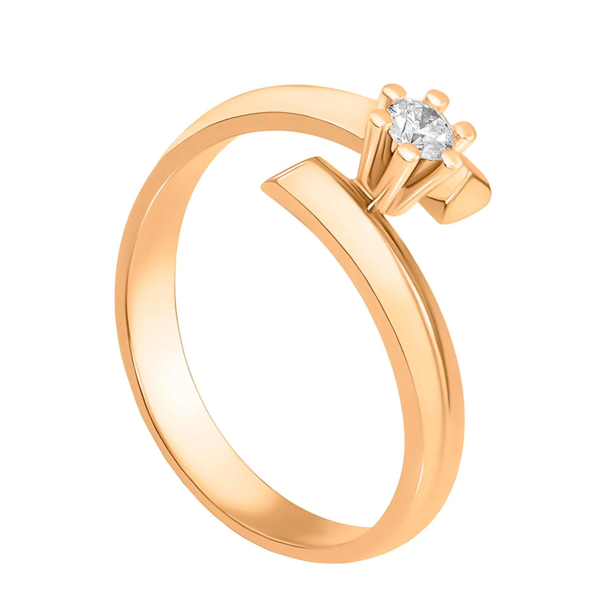 Золотое кольцо с бриллиантом - 474294 – изображение 1