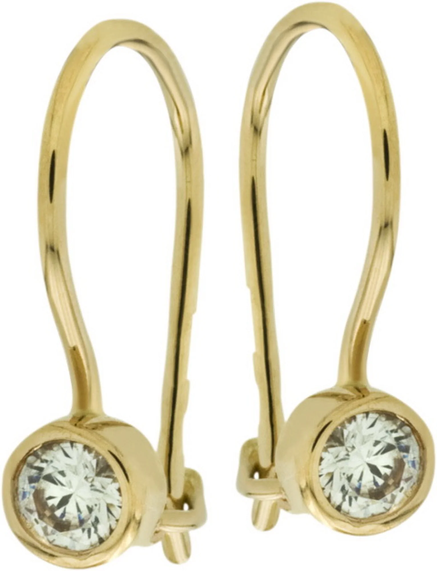 Сережки петельки из красного золота с фианитом - 409836 - 1