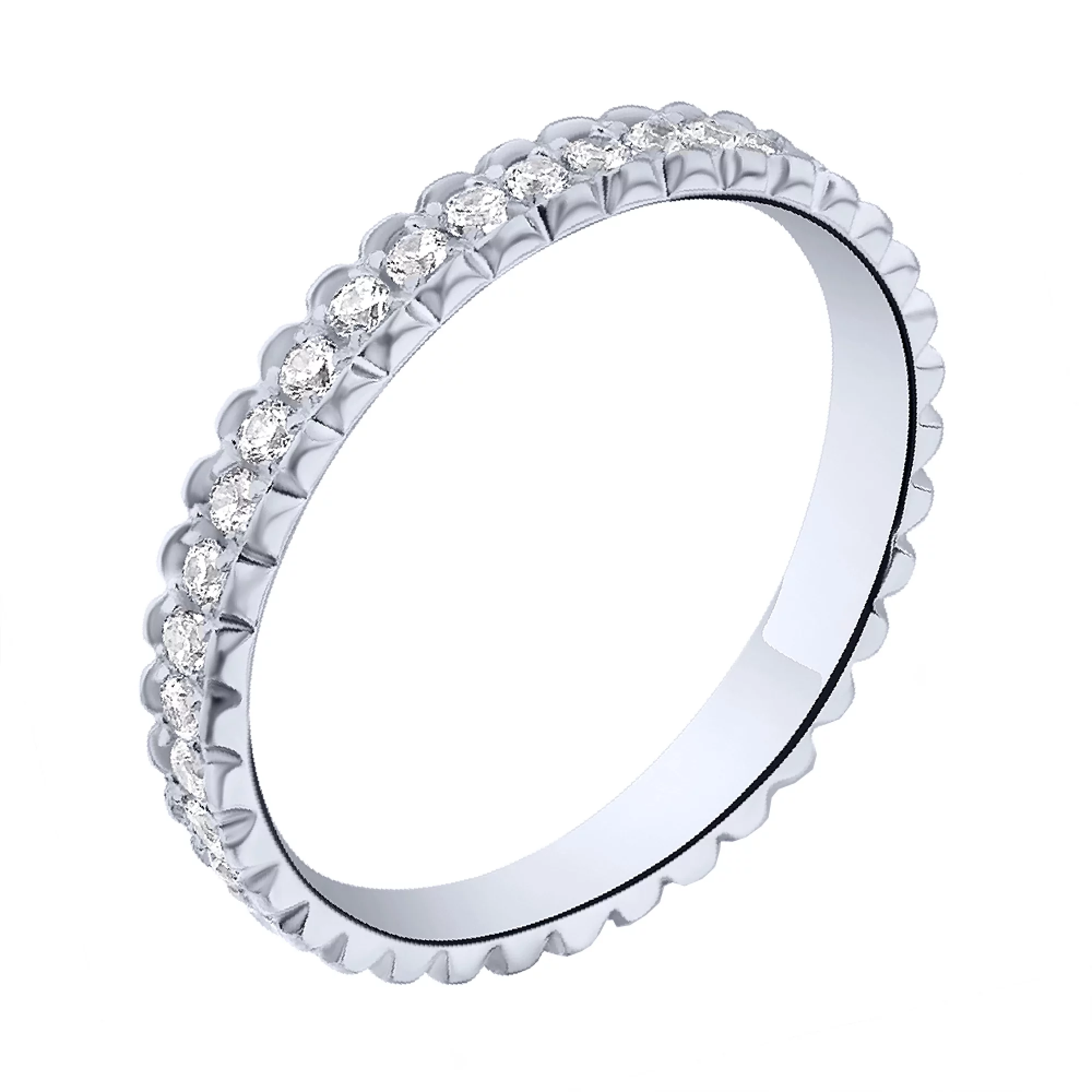 Серебряное кольцо с дорожкой фианитов - 1625063 – изображение 1