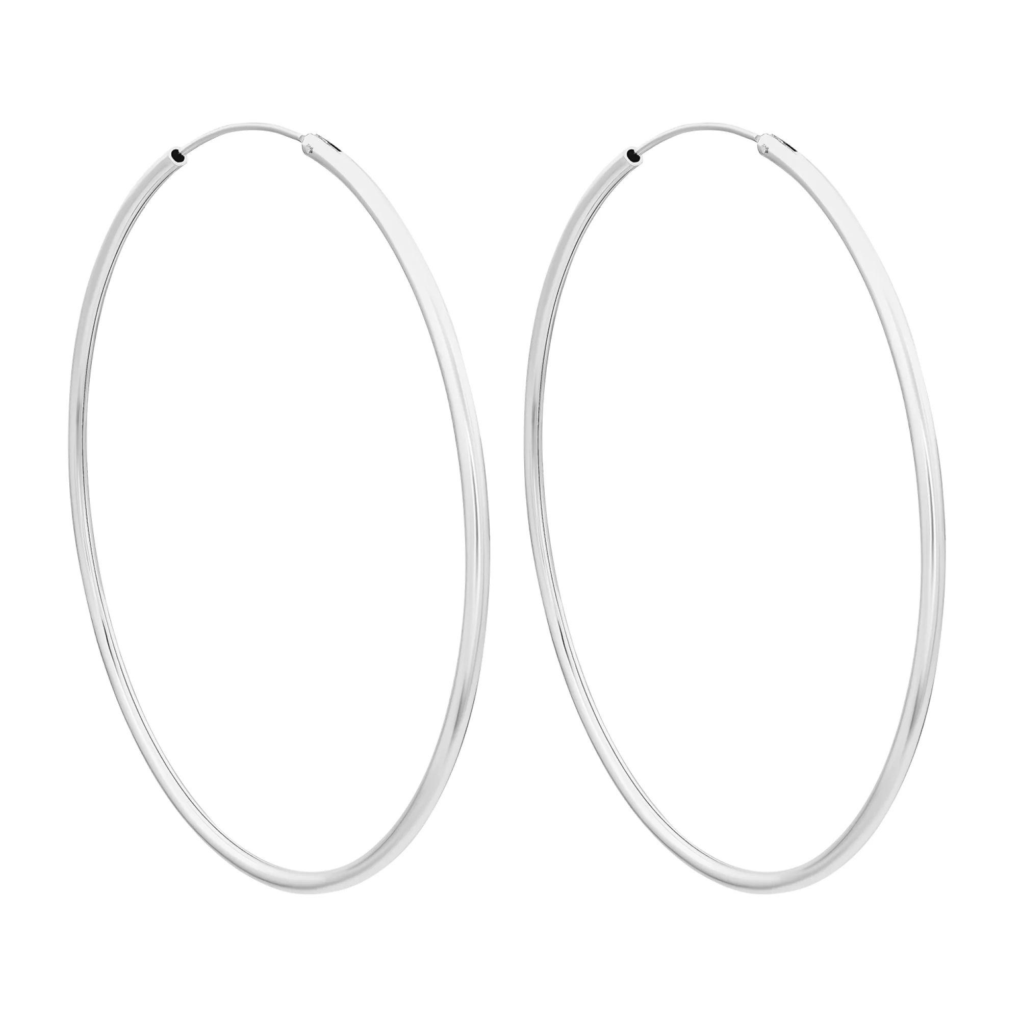 Сережки-кільця зі срібла з родіюванням - 1545087 – зображення 1