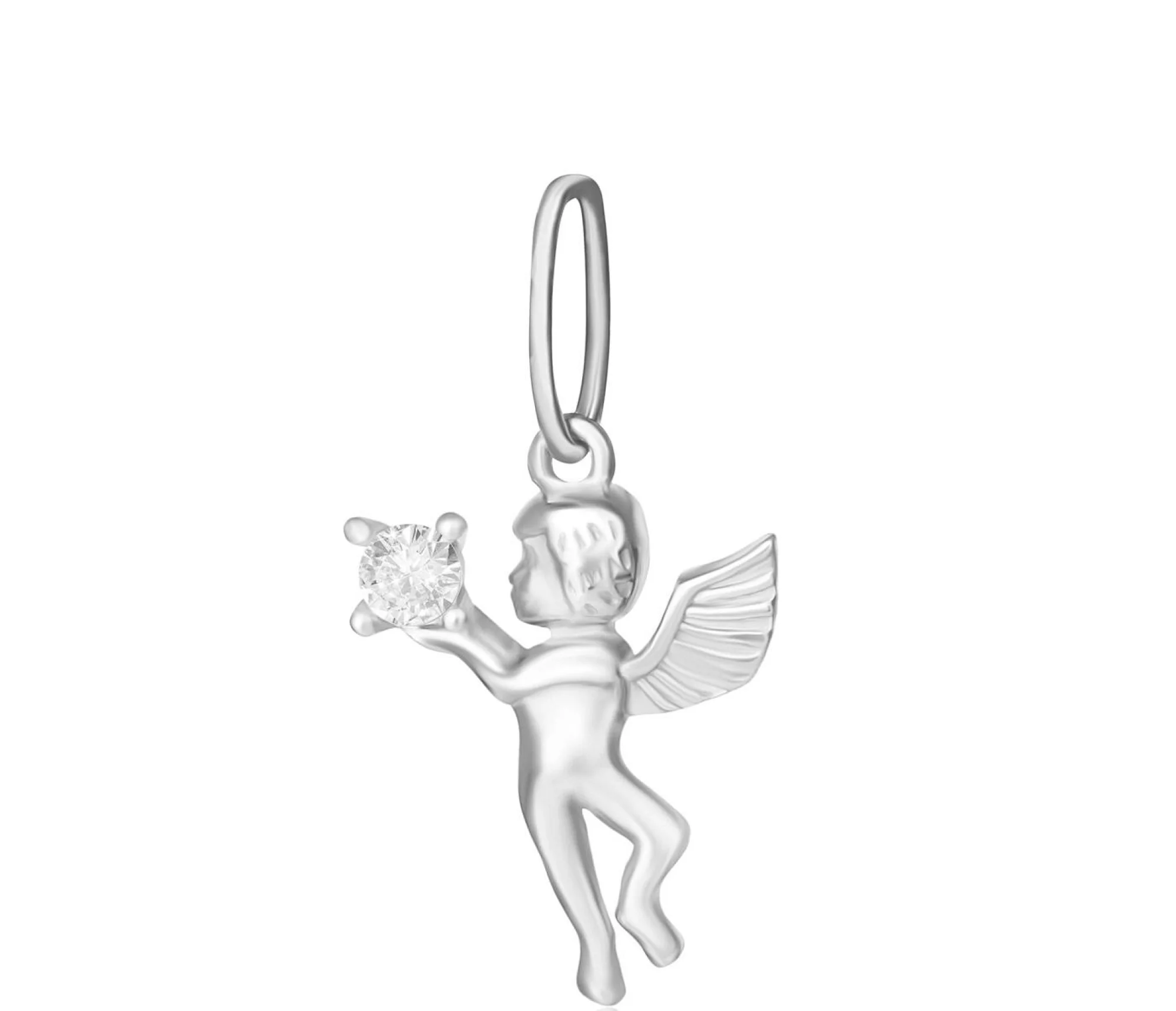 Серебряная подвеска "Ангел" с фианитом - 421437 – изображение 1