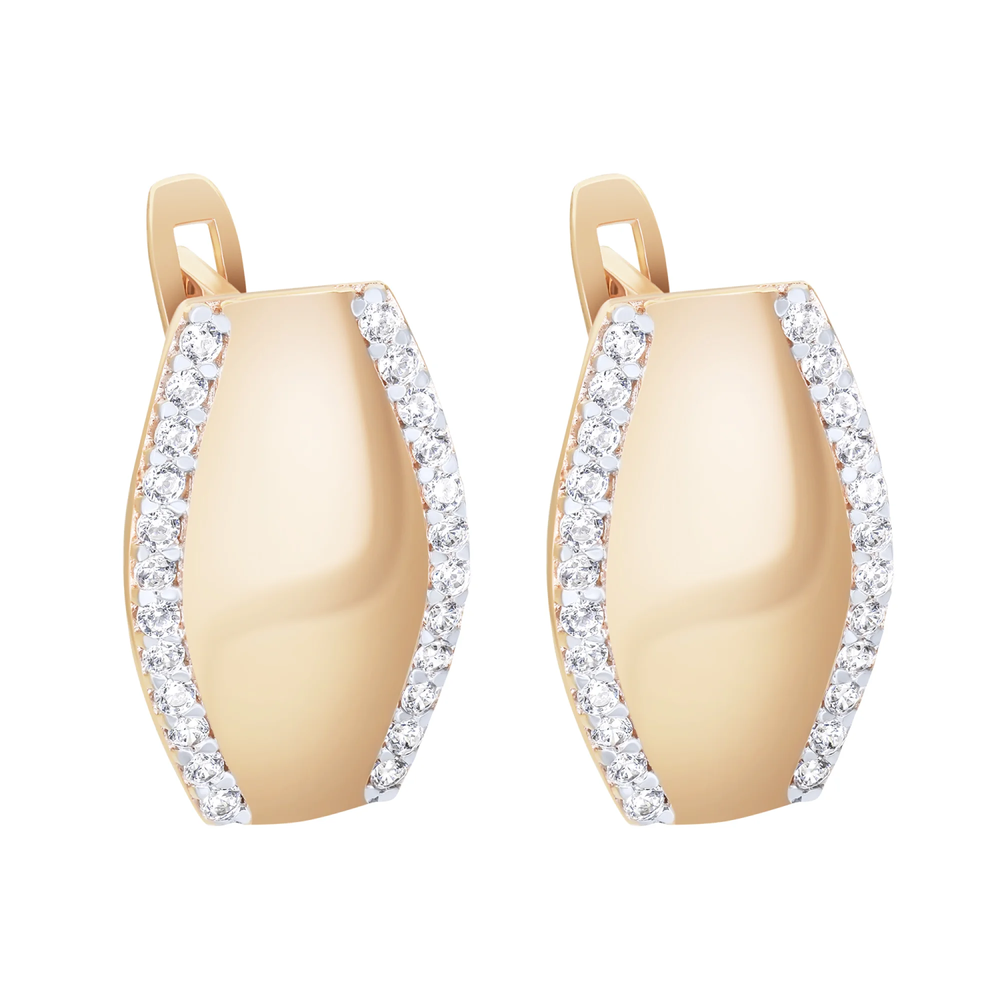 Сережки с дорожками фианитов из красного золота - 1559590 - 4