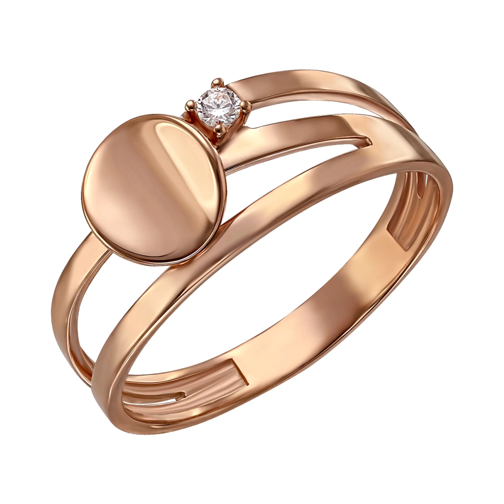 Золотое кольцо с фианитом - 1435129 – изображение 1