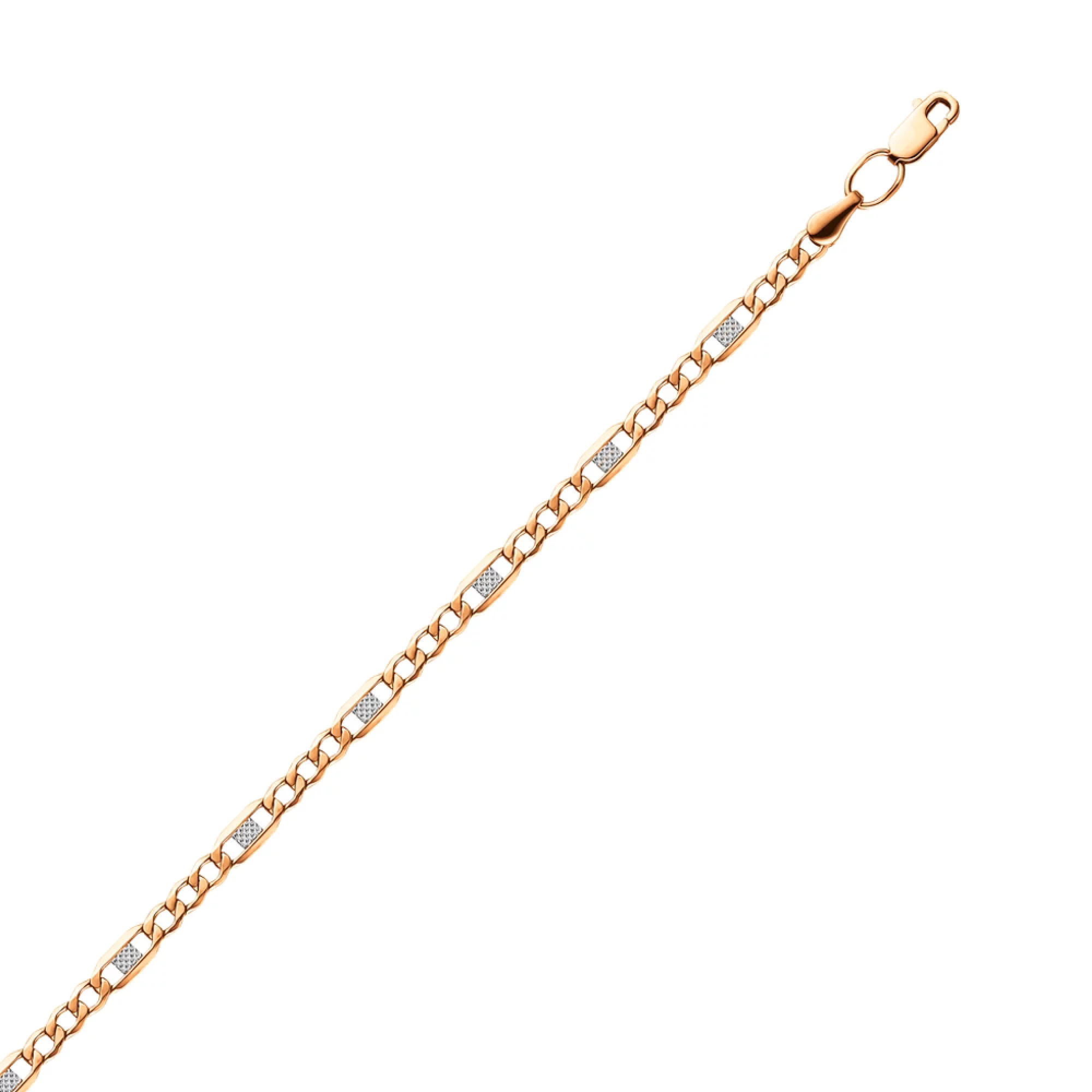Золотий браслет плетіння фігаро з родіюванням - 1526555 – зображення 2