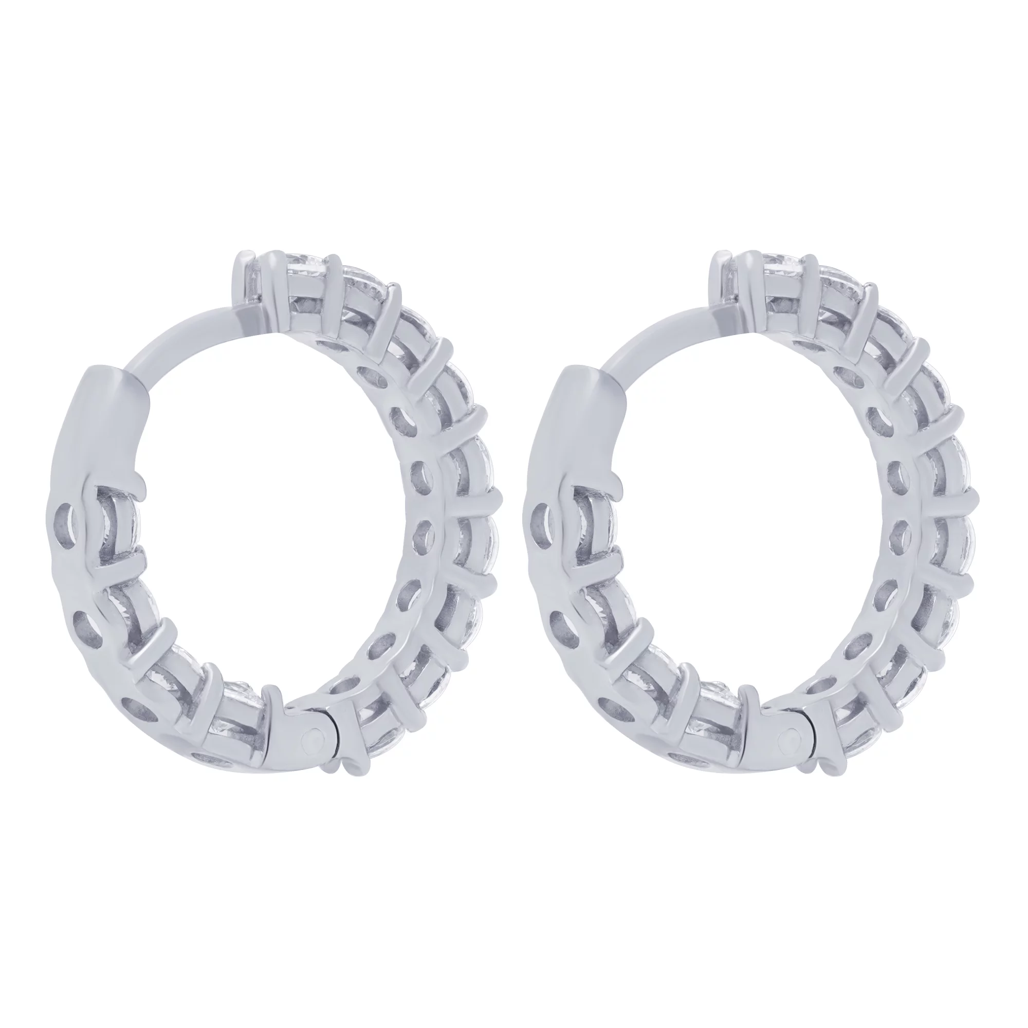 Сережки-кільця срібні з доріжкою фіанітів - 1668829 – зображення 2