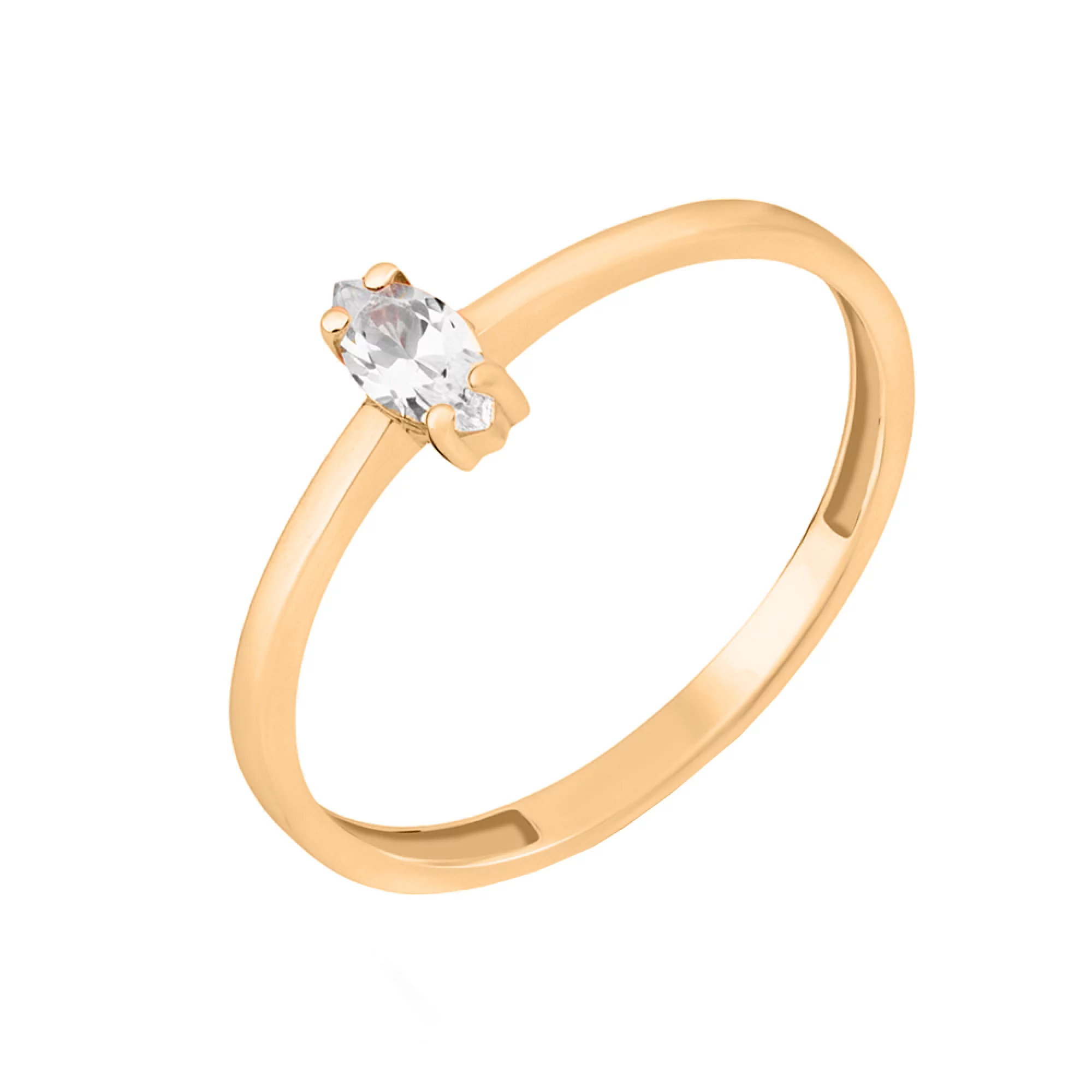 Помолвочное золотое кольцо с фианитом - 1618607 – изображение 1