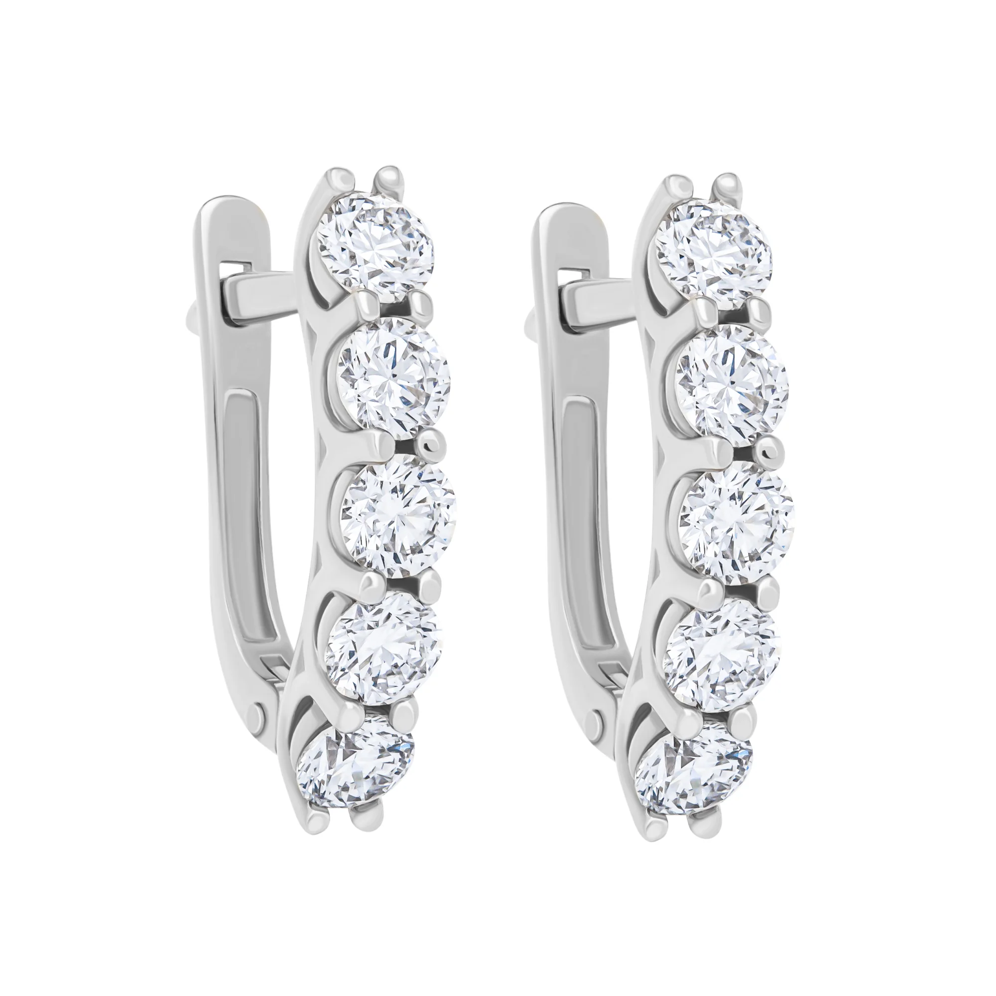Сережки из белого золота с бриллиантами - 959536 - 1