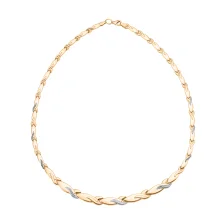 Колье из комбинированного золота плетение ролекс с алмазной гранью - 961703