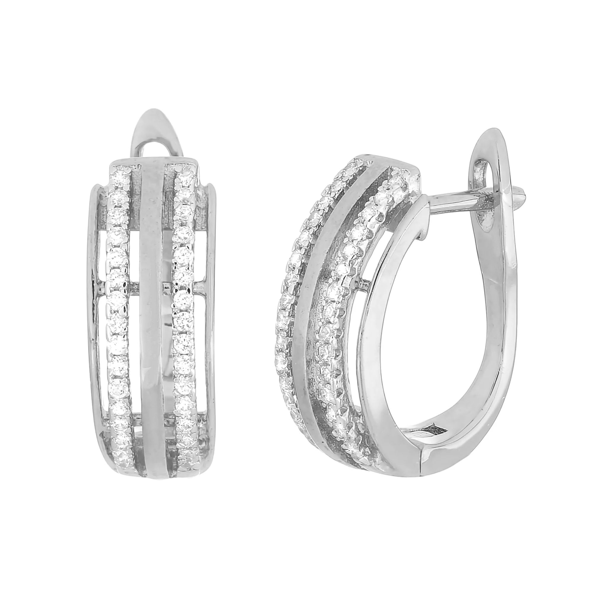 Сережки серебряные с фианитами - 375479 - 1