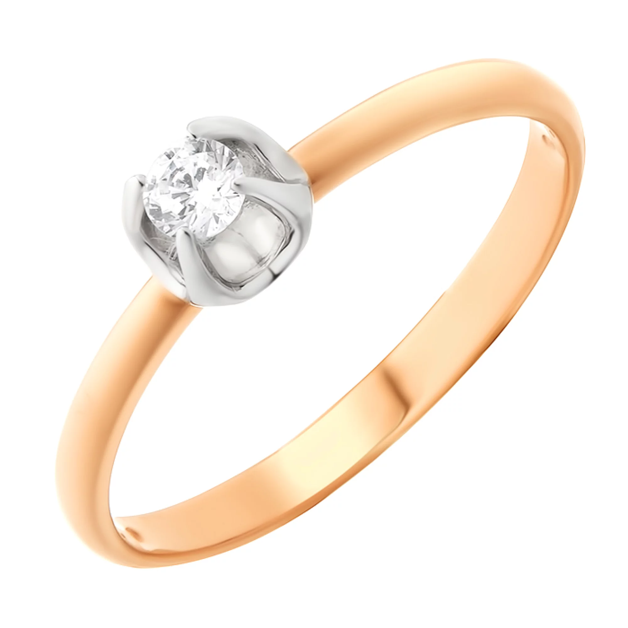 Помолвочное кольцо из красного золота с фианитом - 1553155 – изображение 1