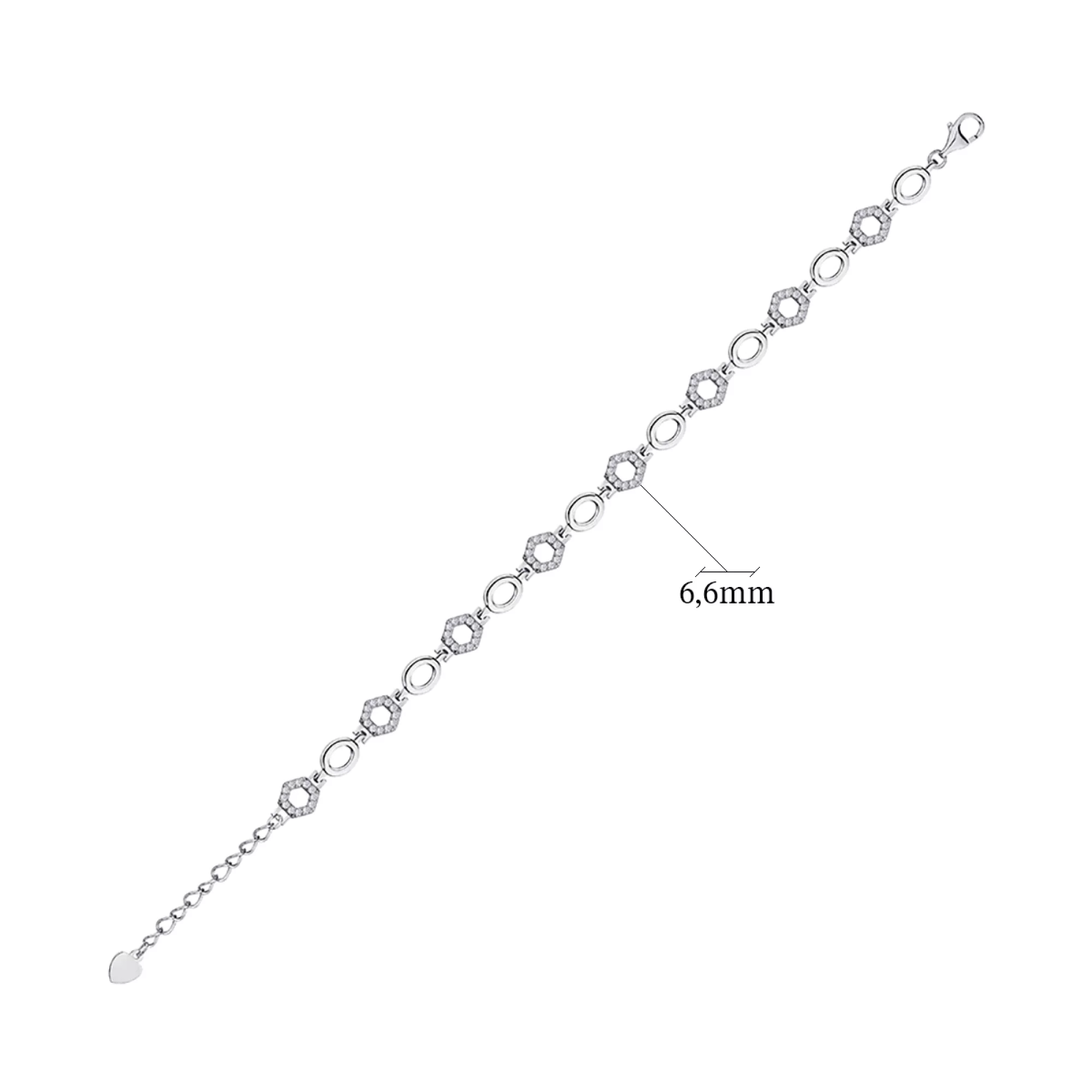Браслет з срібла з фіанітом Фантазійне плетіння - 1294708 – зображення 3