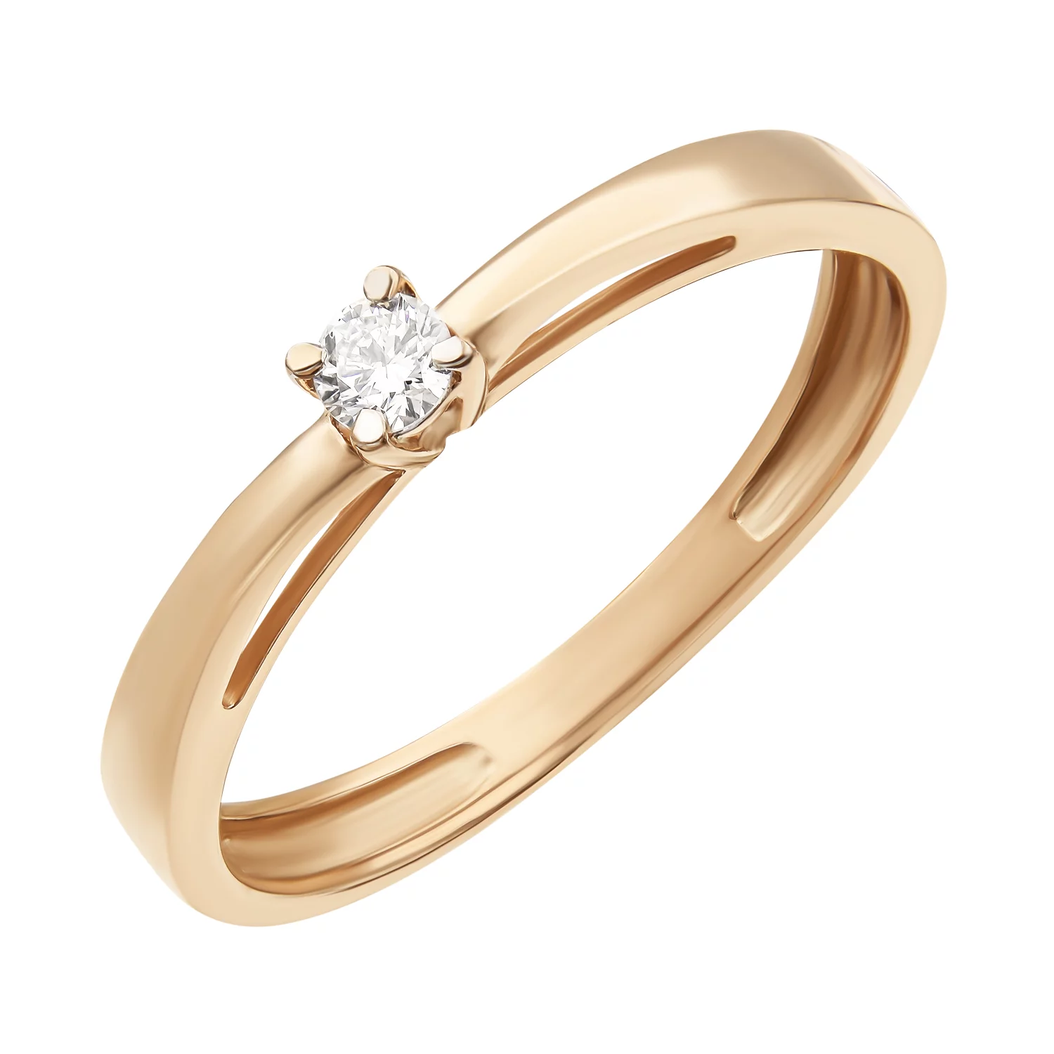 Кольцо из красного золота с бриллиантом. Артикул 1107473201: цена, отзывы, фото – купить в интернет-магазине AURUM